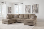 Putty sectional sofa with right chaise and back pillow cushions