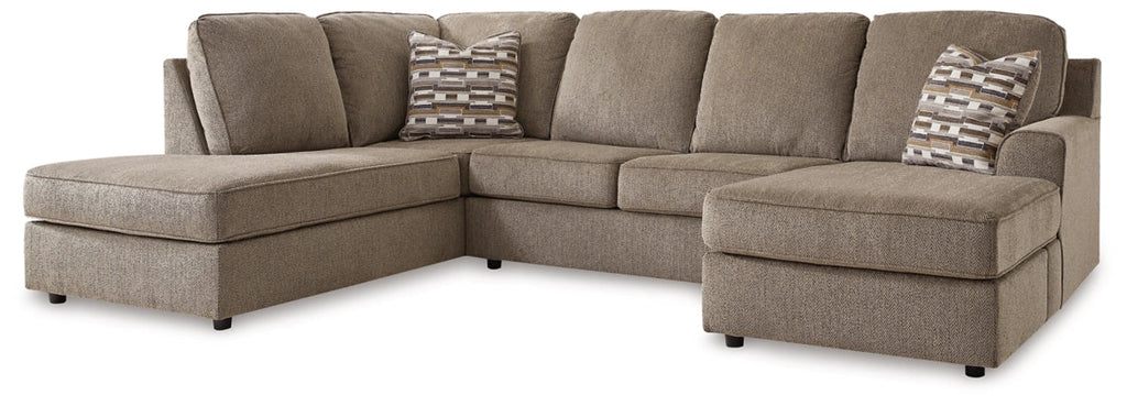 Putty sectional sofa with corner chaise and deep seat cushions