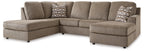 Putty sectional sofa with corner chaise and deep seat cushions
