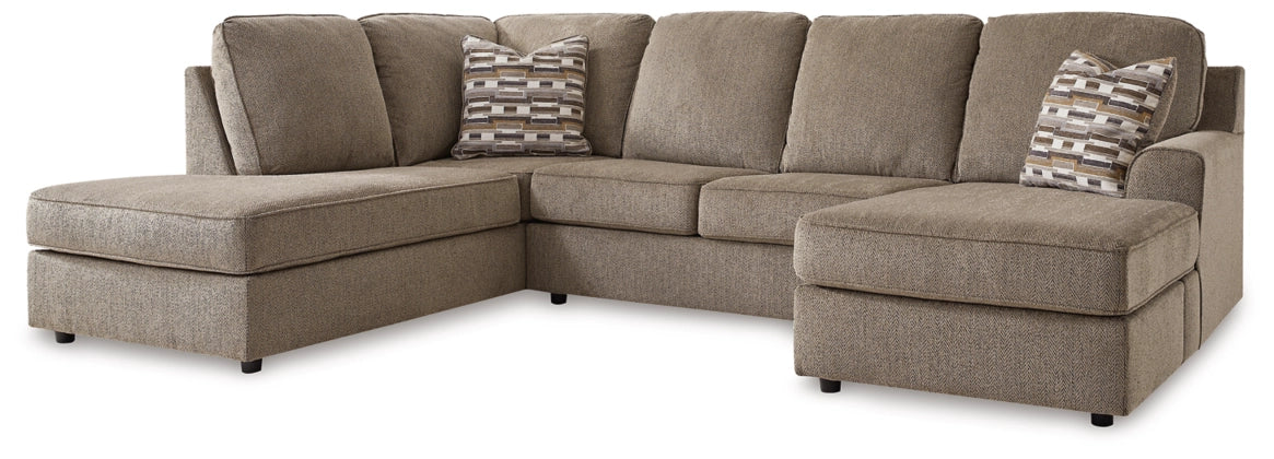 Putty sectional sofa with corner chaise and deep seat cushions