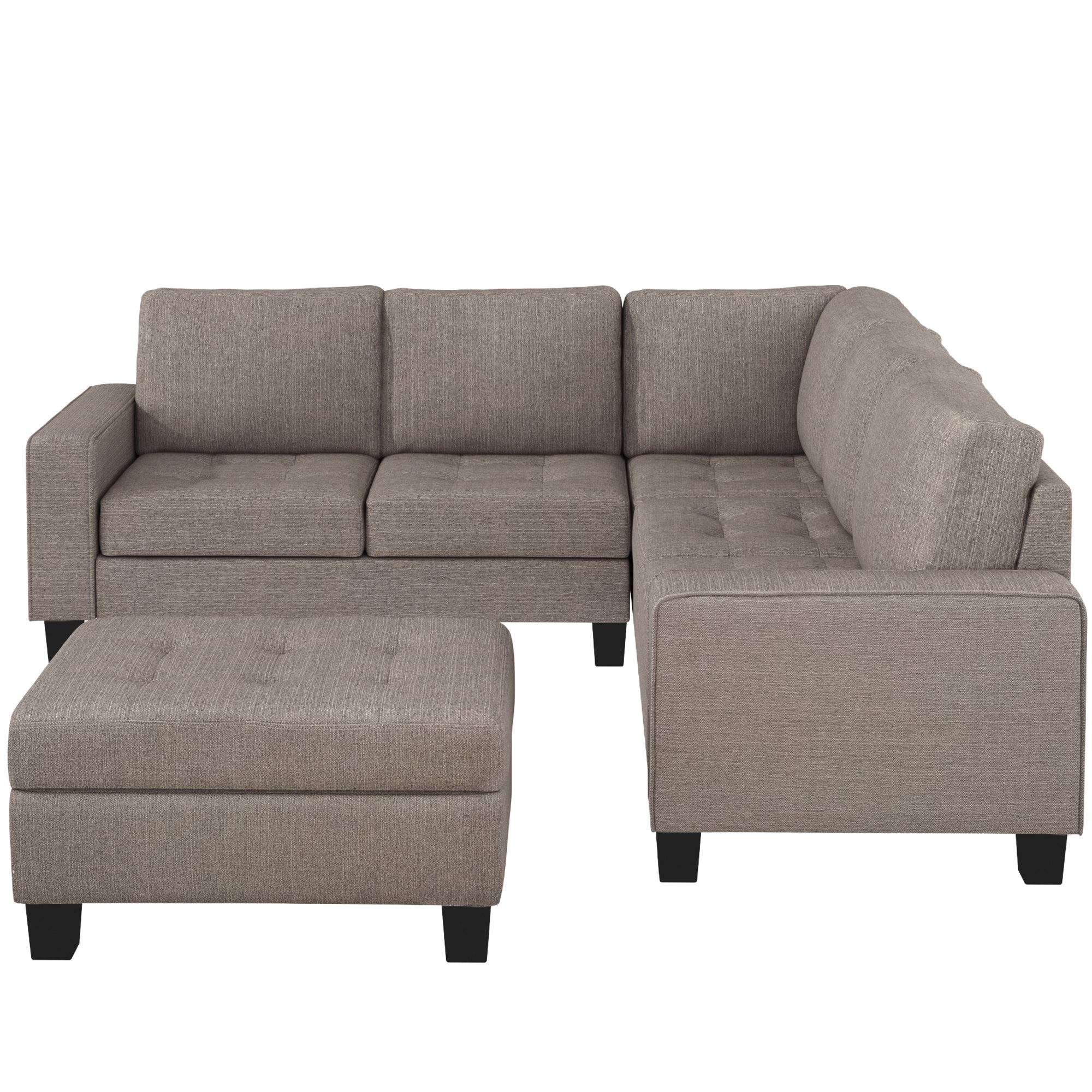 Orisfur Sectional Corner Sofa L-Shape Couch | Space-Saving Design with Storage Ottoman & Cup Holders | Ideal for Large Spaces, Dorms, Apartments-American Furniture Outlet -American Furniture Outlet