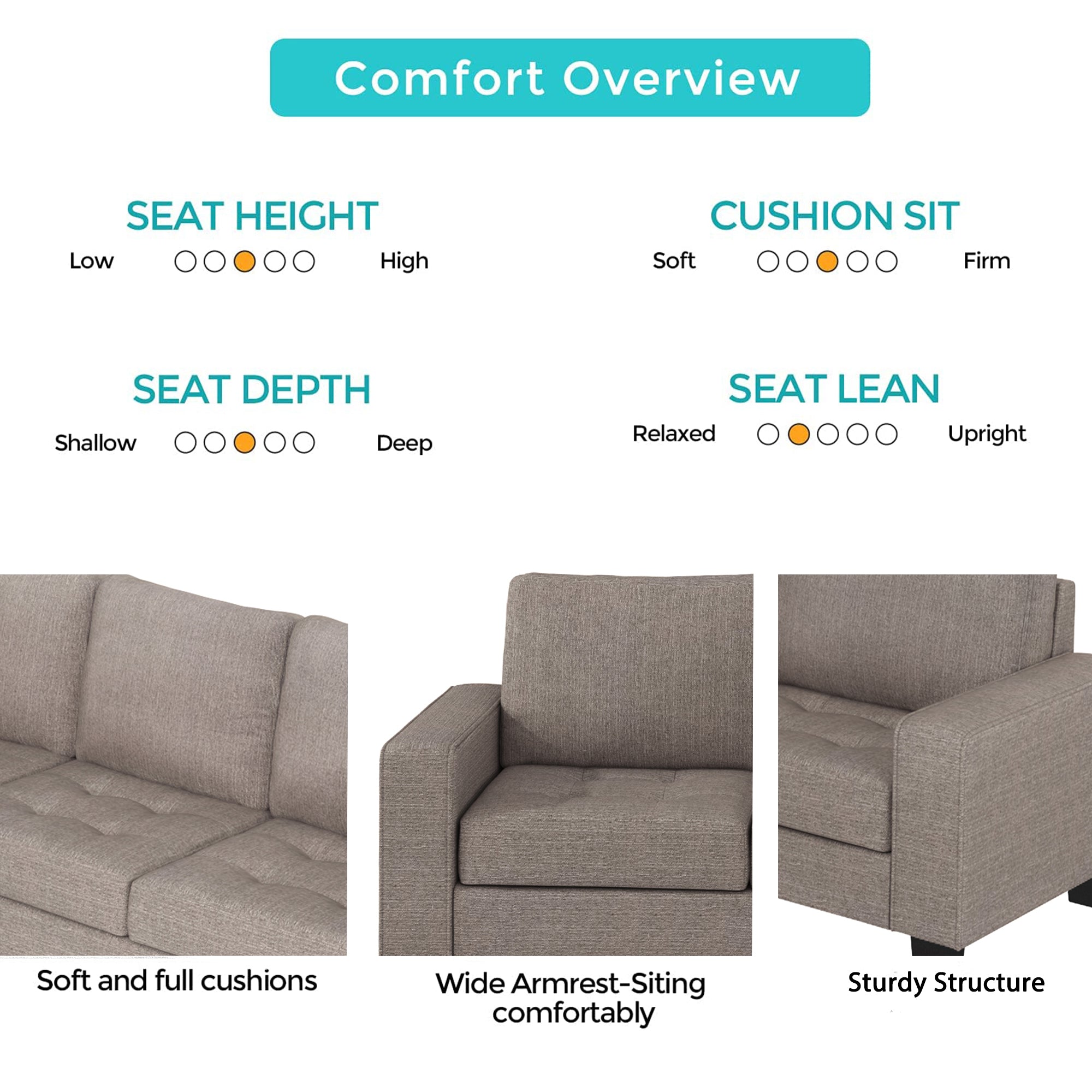 Orisfur Sectional Corner Sofa L-Shape Couch | Space-Saving Design with Storage Ottoman & Cup Holders | Ideal for Large Spaces, Dorms, Apartments-American Furniture Outlet -American Furniture Outlet