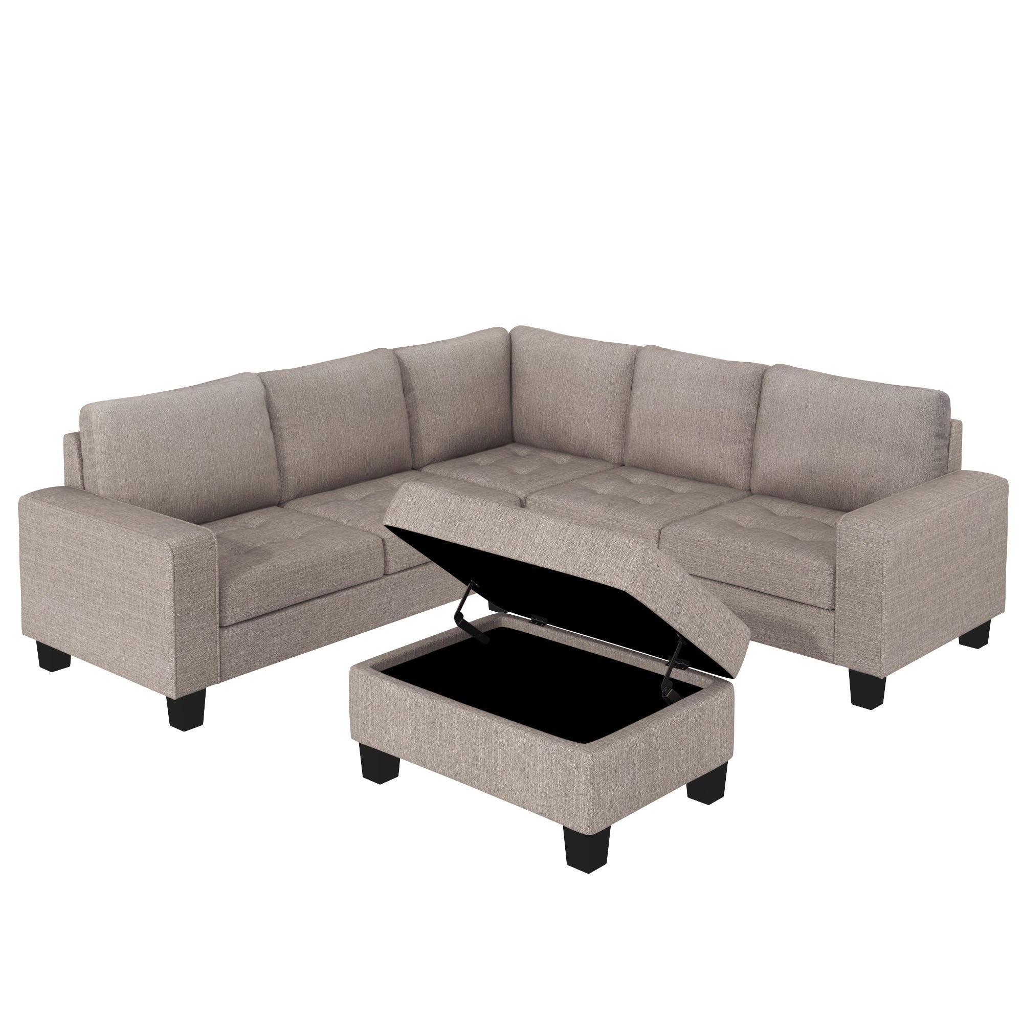 Orisfur Sectional Corner Sofa L-Shape Couch | Space-Saving Design with Storage Ottoman & Cup Holders | Ideal for Large Spaces, Dorms, Apartments-American Furniture Outlet -American Furniture Outlet