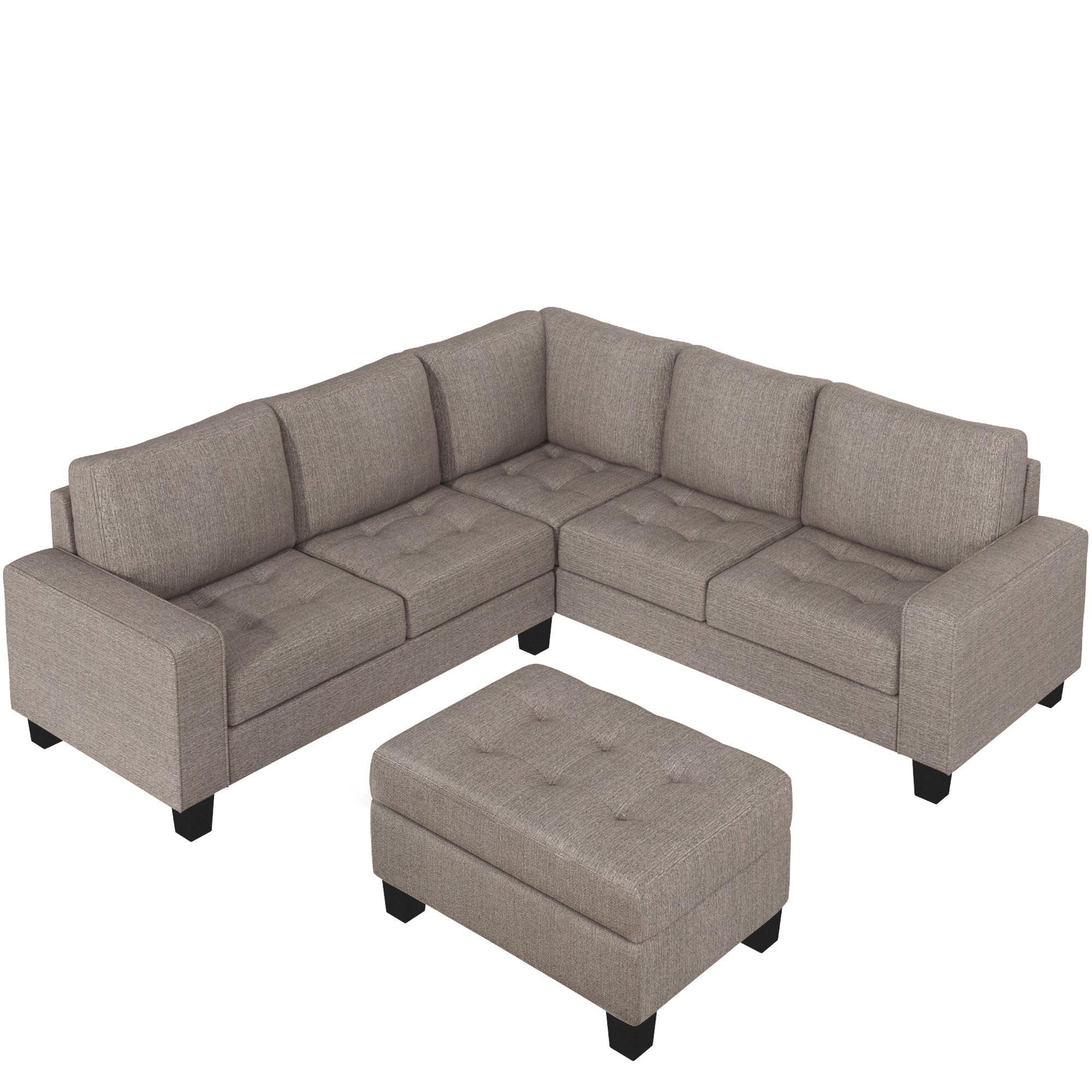 Orisfur Sectional Corner Sofa L-Shape Couch | Space-Saving Design with Storage Ottoman & Cup Holders | Ideal for Large Spaces, Dorms, Apartments-American Furniture Outlet -American Furniture Outlet