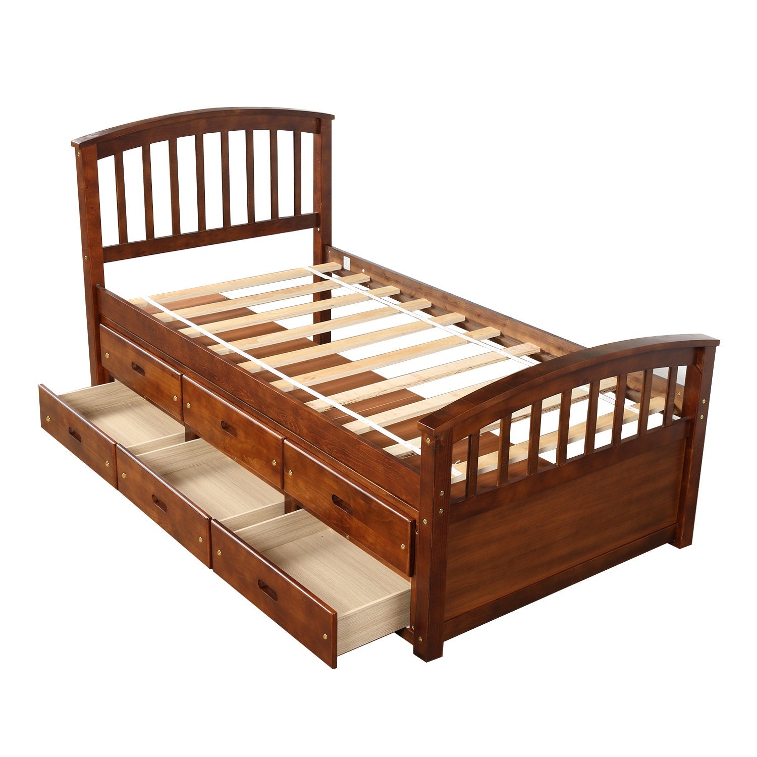 Orisfur Twin Size Platform Storage Bed | Solid Wood | 6 Drawers | Space-Saving Solution-American Furniture Outlet