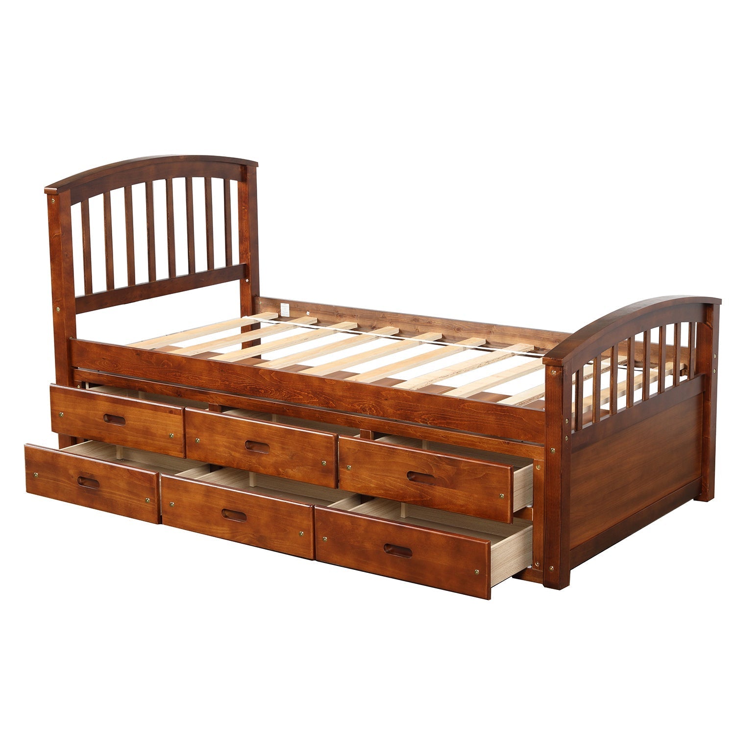 Orisfur Twin Size Platform Storage Bed | Solid Wood | 6 Drawers | Space-Saving Solution-American Furniture Outlet