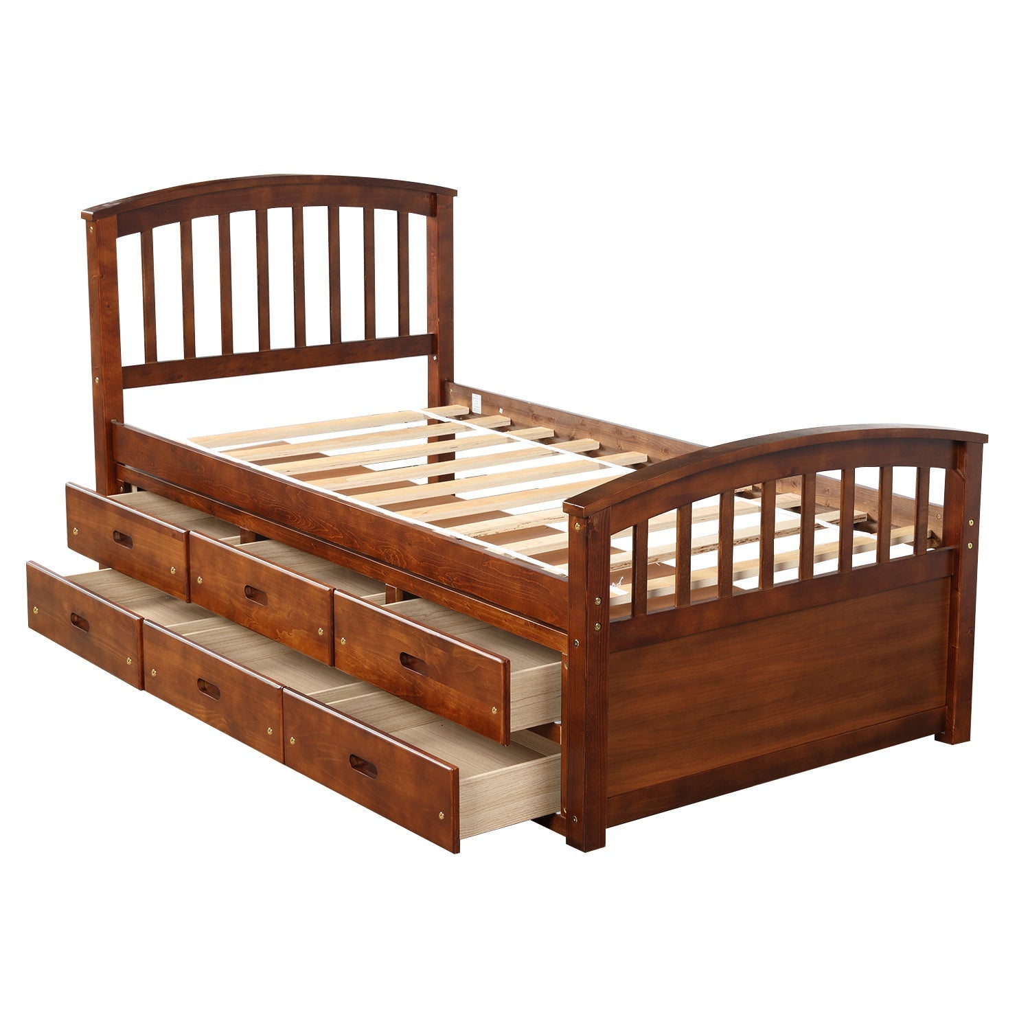 Orisfur Twin Size Platform Storage Bed | Solid Wood | 6 Drawers | Space-Saving Solution-American Furniture Outlet