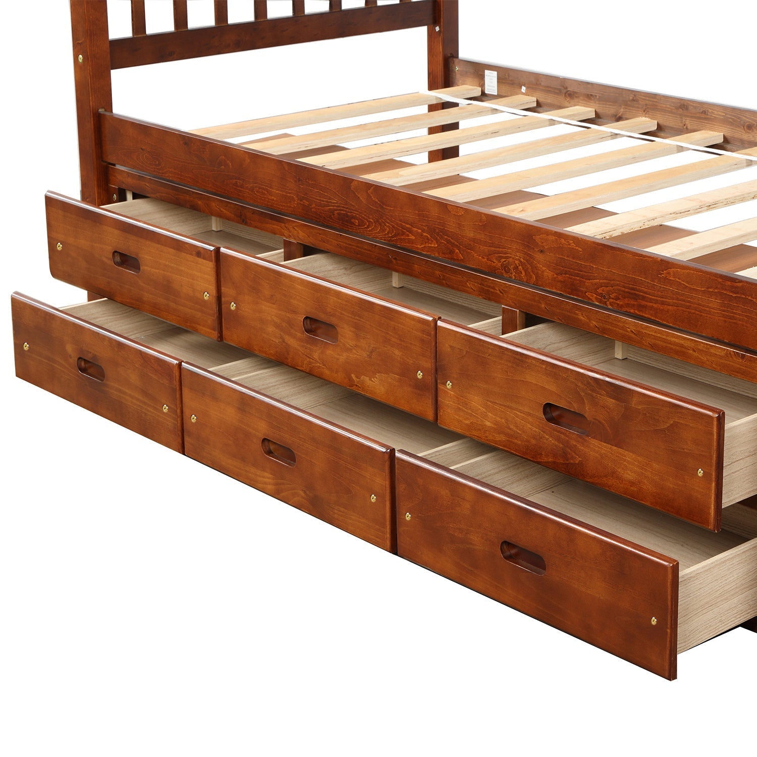 Orisfur Twin Size Platform Storage Bed | Solid Wood | 6 Drawers | Space-Saving Solution-American Furniture Outlet