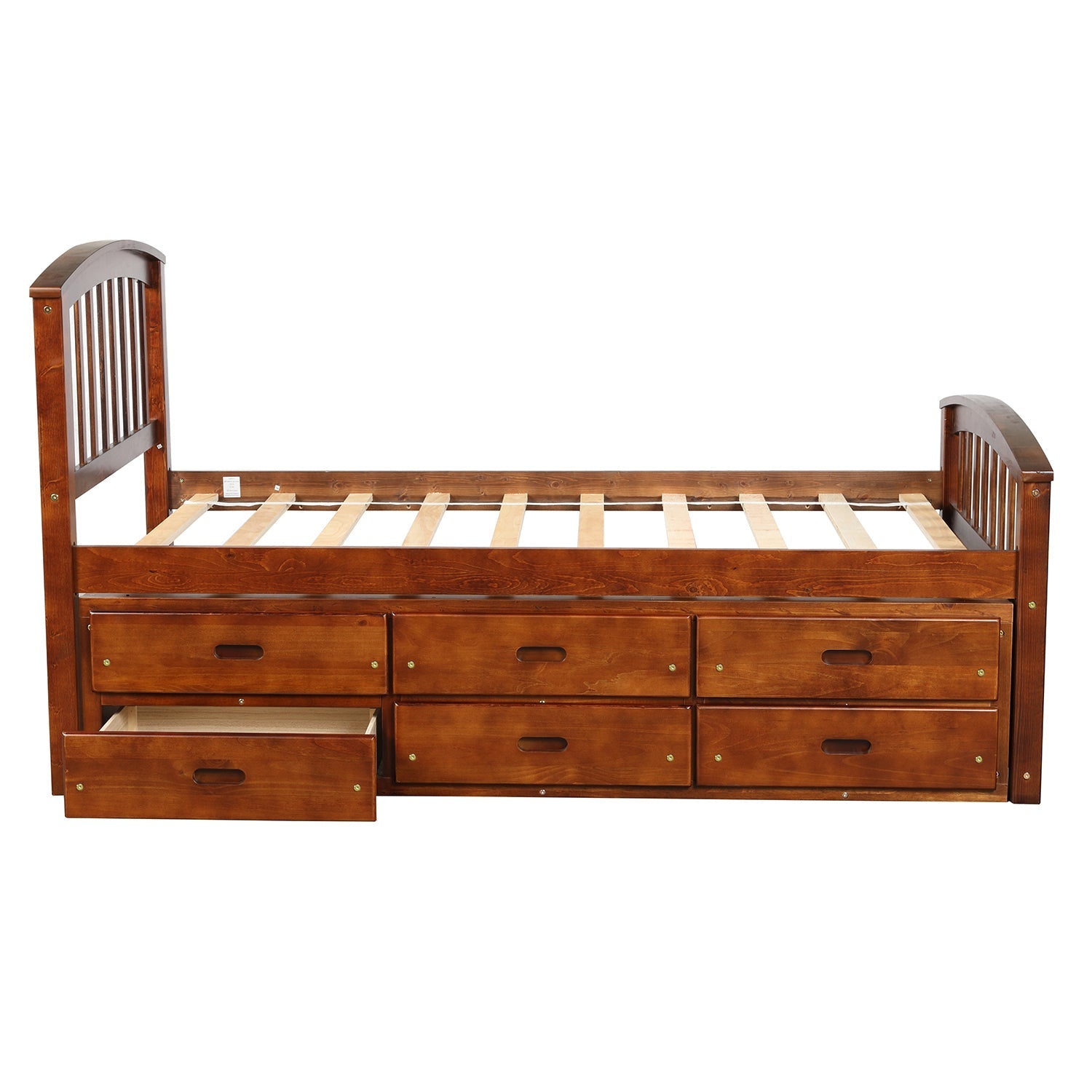 Orisfur Twin Size Platform Storage Bed | Solid Wood | 6 Drawers | Space-Saving Solution-American Furniture Outlet