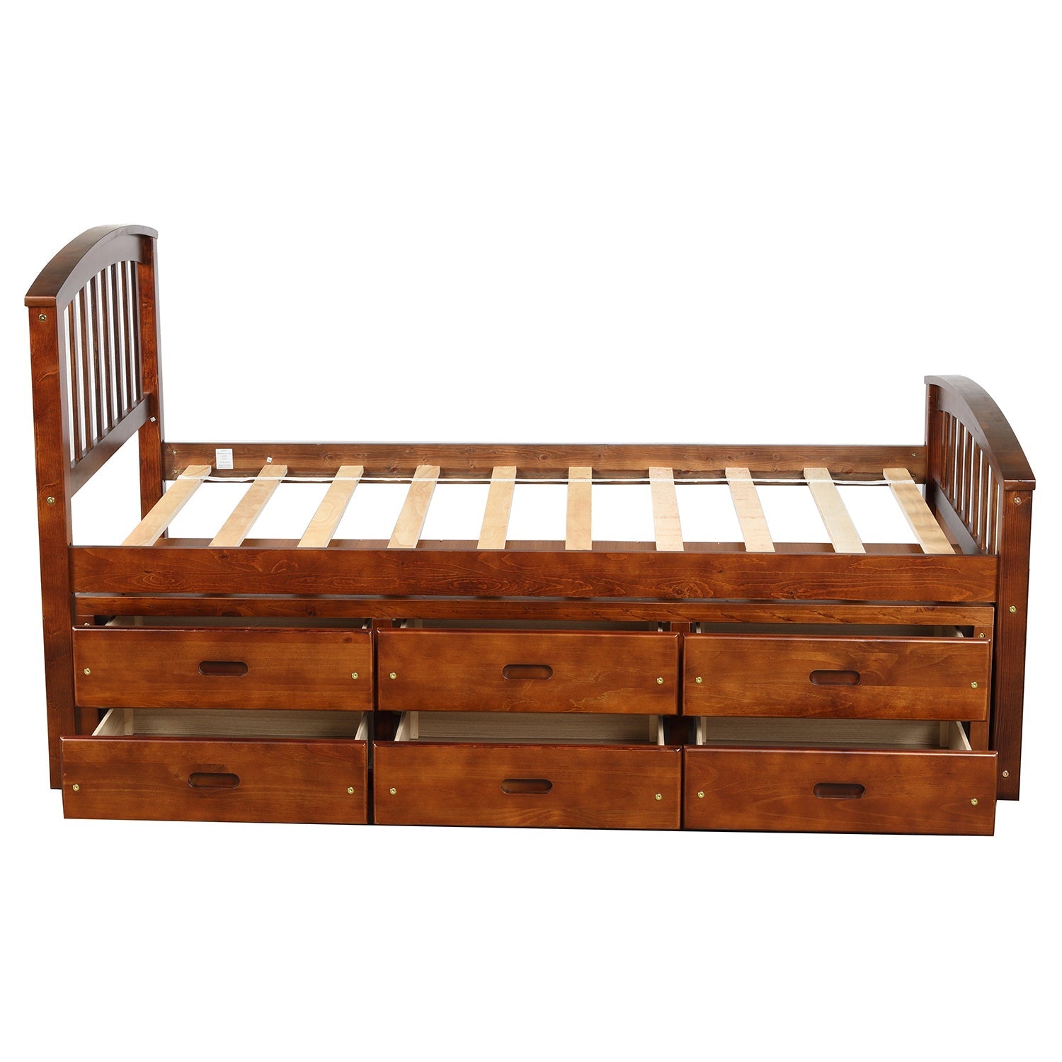 Orisfur Twin Size Platform Storage Bed | Solid Wood | 6 Drawers | Space-Saving Solution-American Furniture Outlet