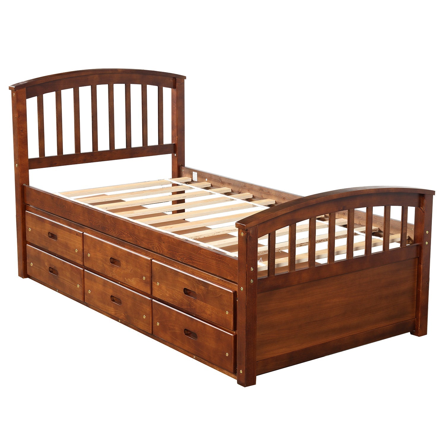 Orisfur Twin Size Platform Storage Bed | Solid Wood | 6 Drawers | Space-Saving Solution-American Furniture Outlet