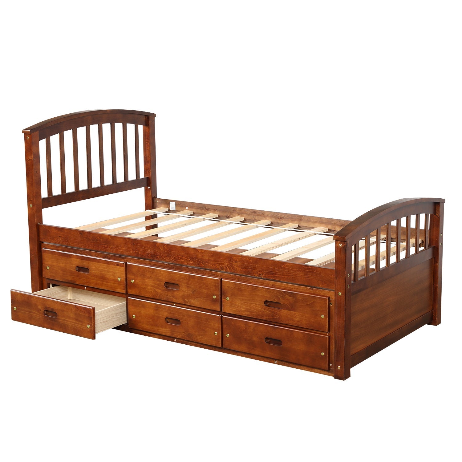 Orisfur Twin Size Platform Storage Bed | Solid Wood | 6 Drawers | Space-Saving Solution-American Furniture Outlet