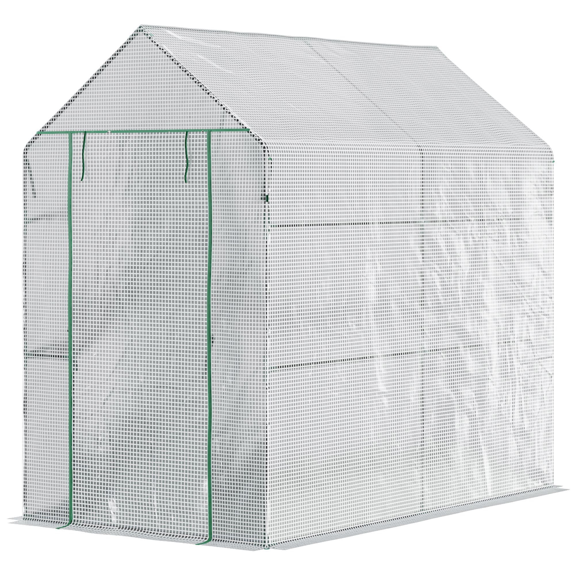 Outsunny Walk-in Greenhouse w/ Roll-up Door - 4 Shelves-American Furniture Outlet