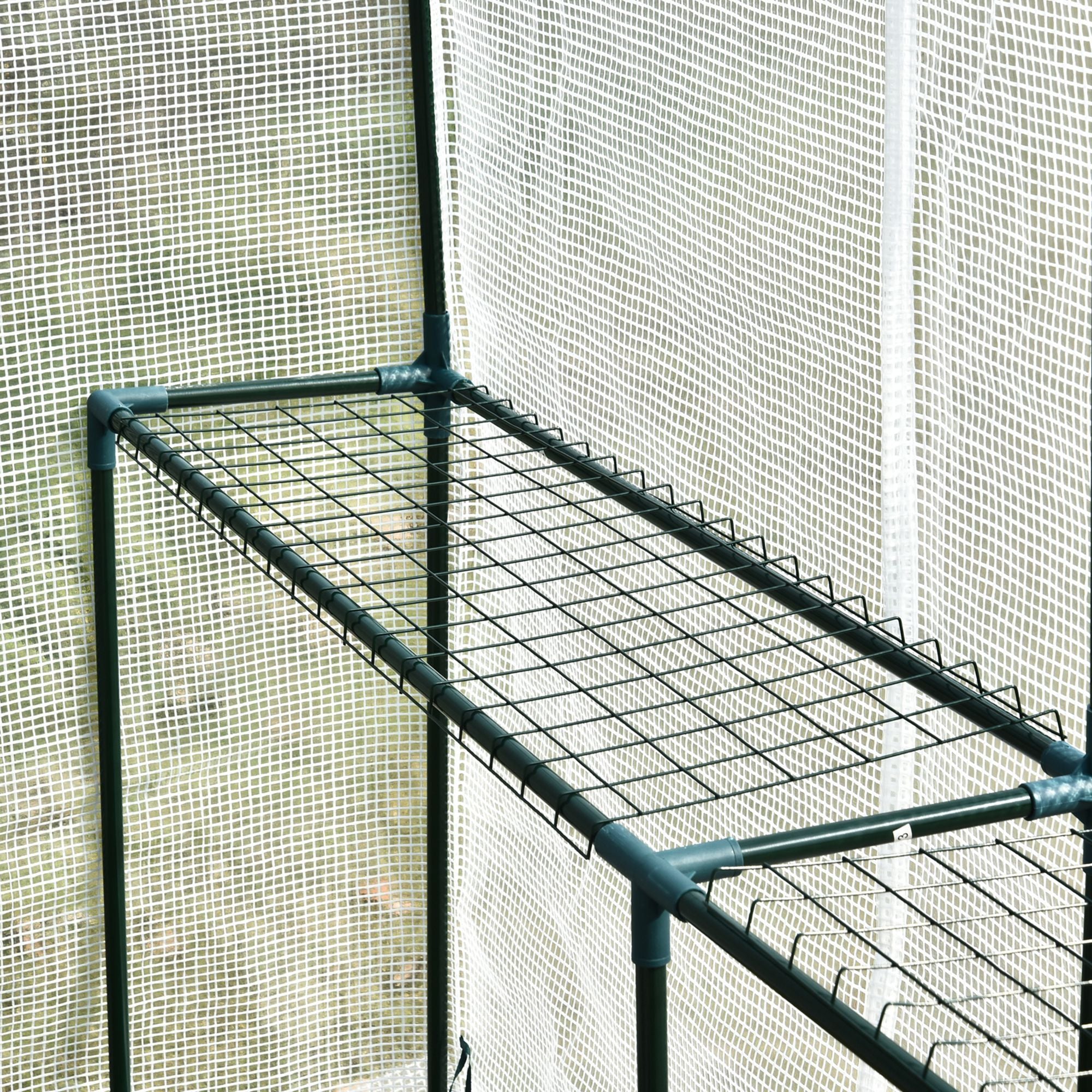 Outsunny Walk-in Greenhouse w/ Roll-up Door - 4 Shelves-American Furniture Outlet