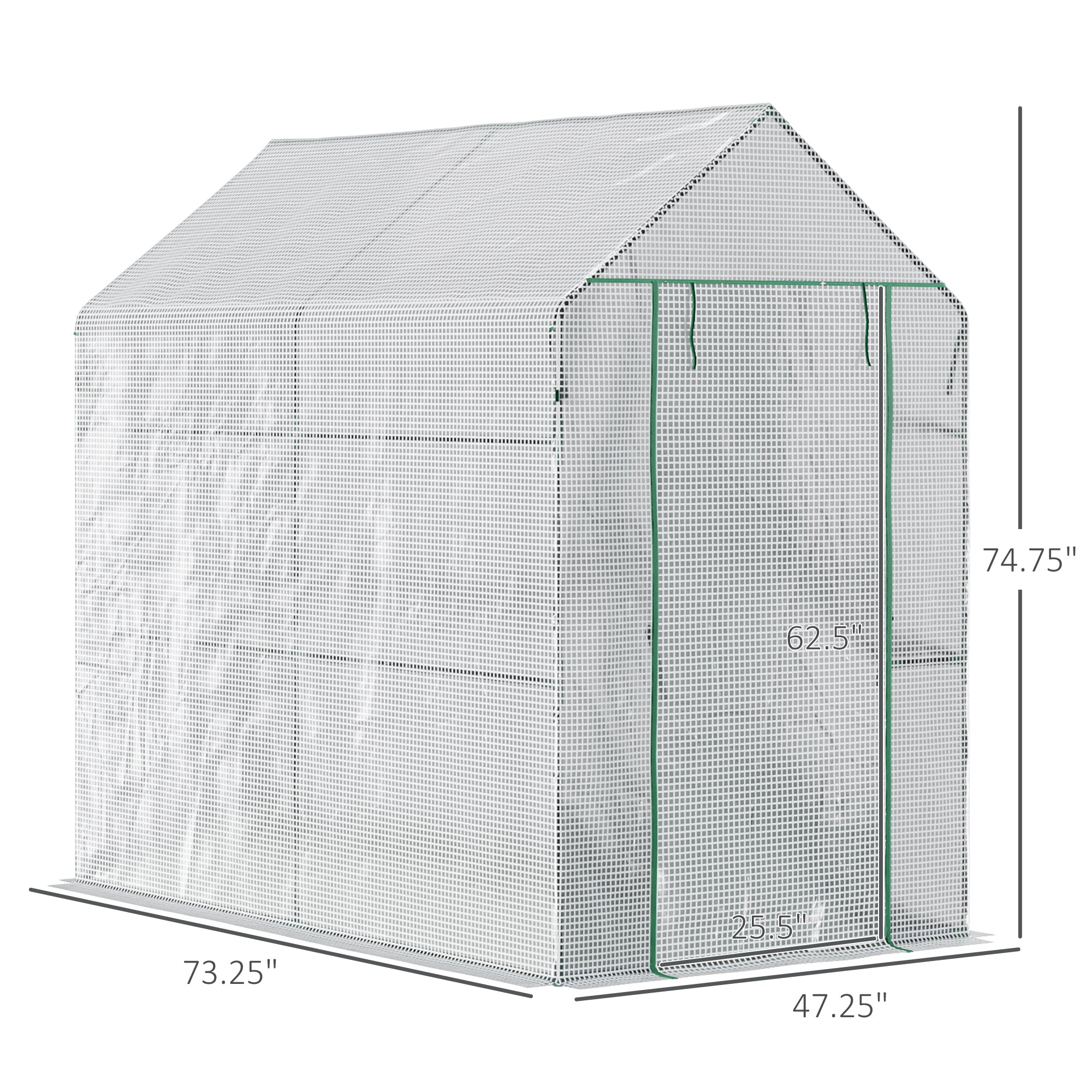 Outsunny Walk-in Greenhouse w/ Roll-up Door - 4 Shelves-American Furniture Outlet