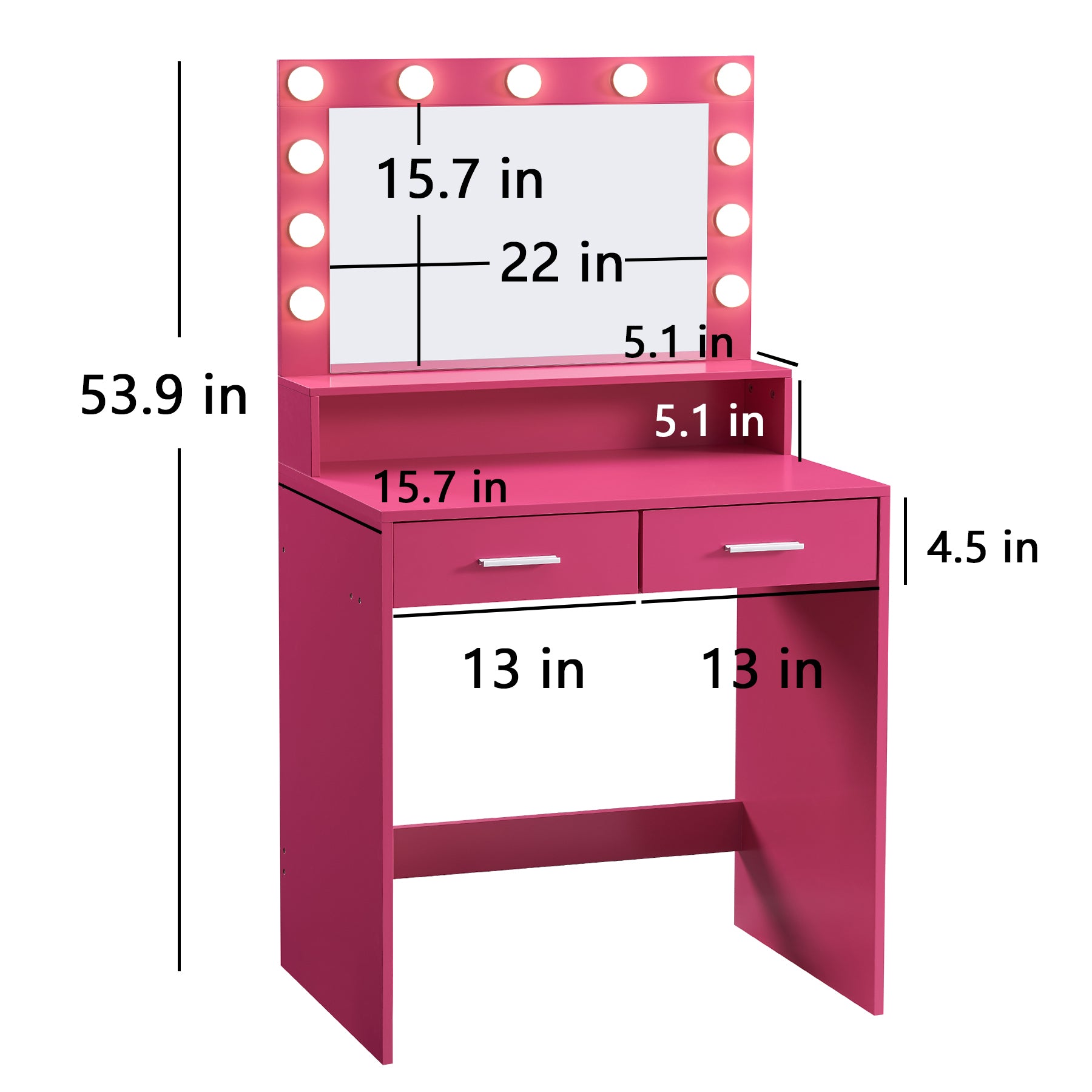 Pink Vanity Desk with Mirror & Lights-American Furniture Outlet