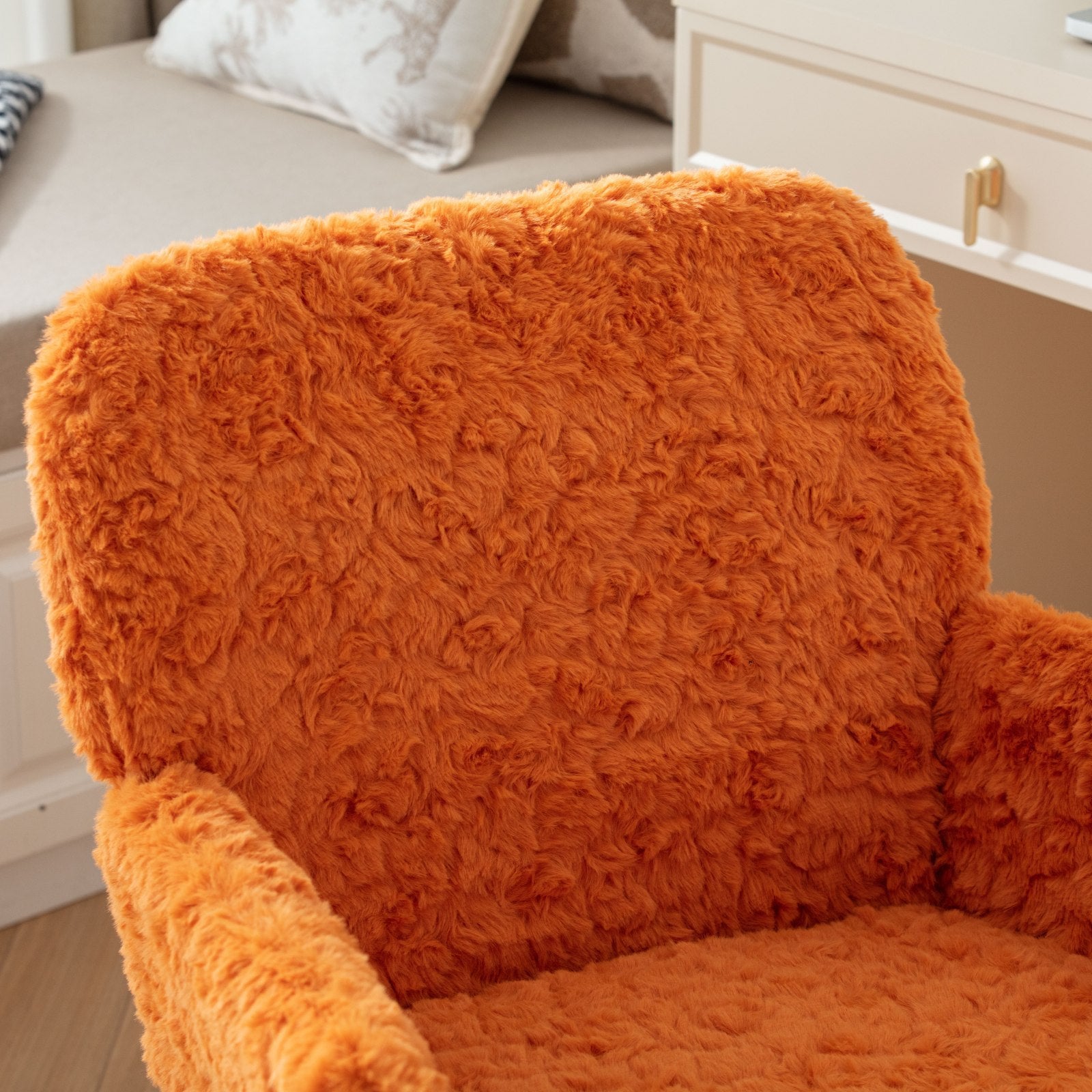 Plush Home Office Chair with Gold Base - Orange-American Furniture Outlet