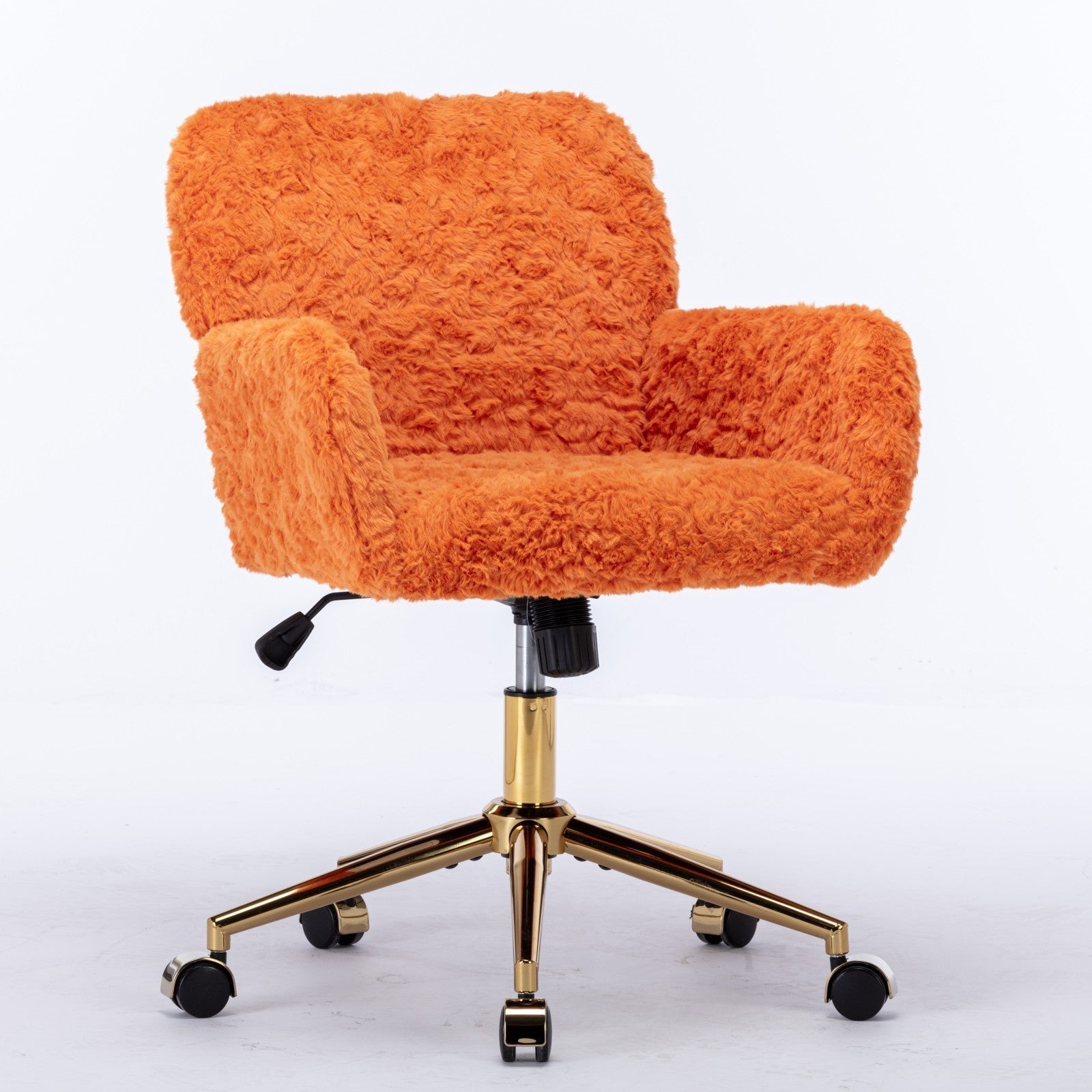 Plush Home Office Chair with Gold Base - Orange-American Furniture Outlet