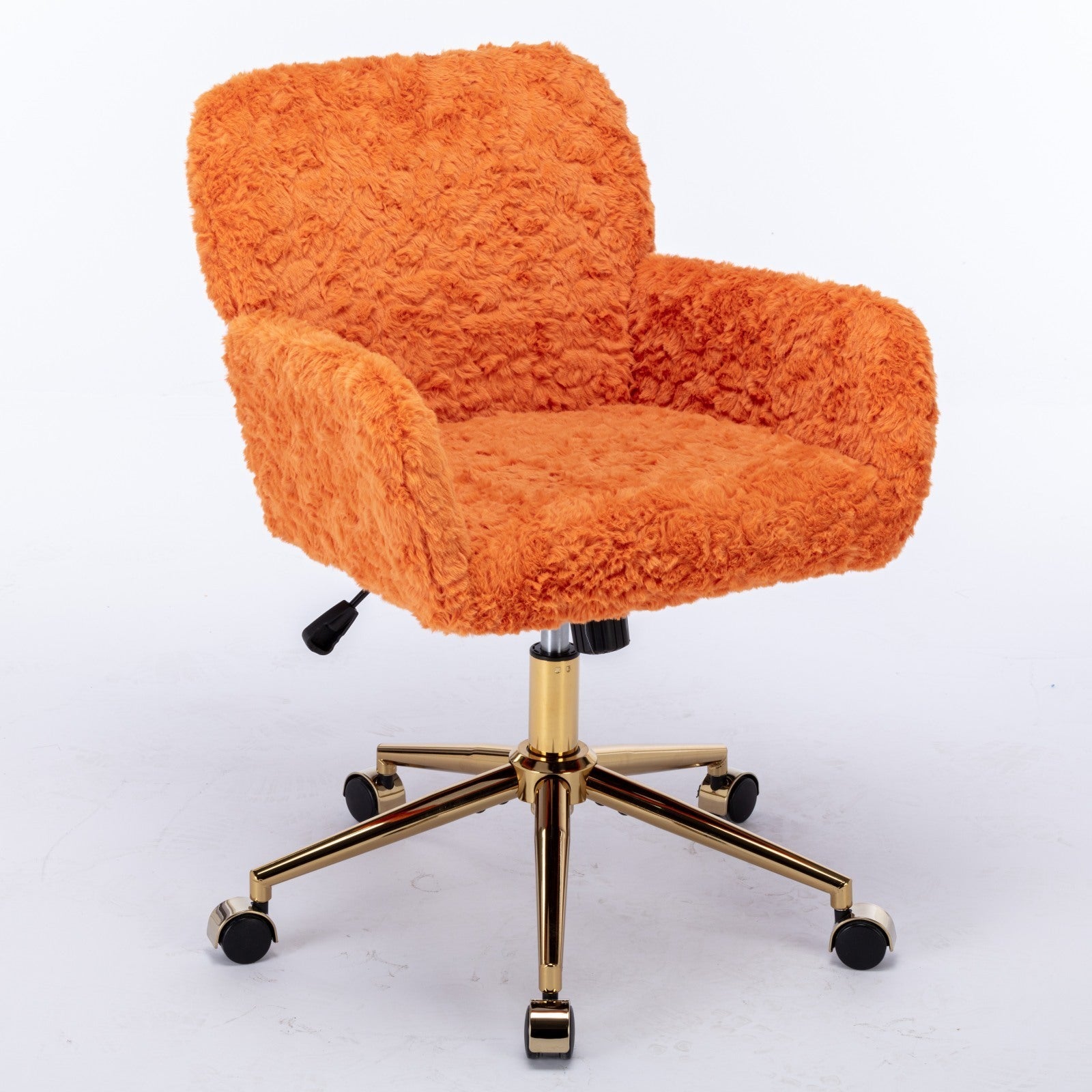 Plush Home Office Chair with Gold Base - Orange-American Furniture Outlet