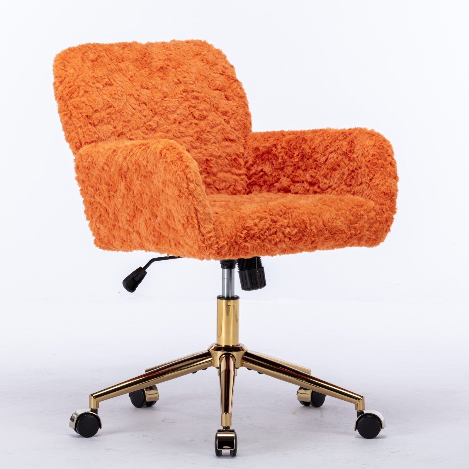 Plush Home Office Chair with Gold Base - Orange-American Furniture Outlet