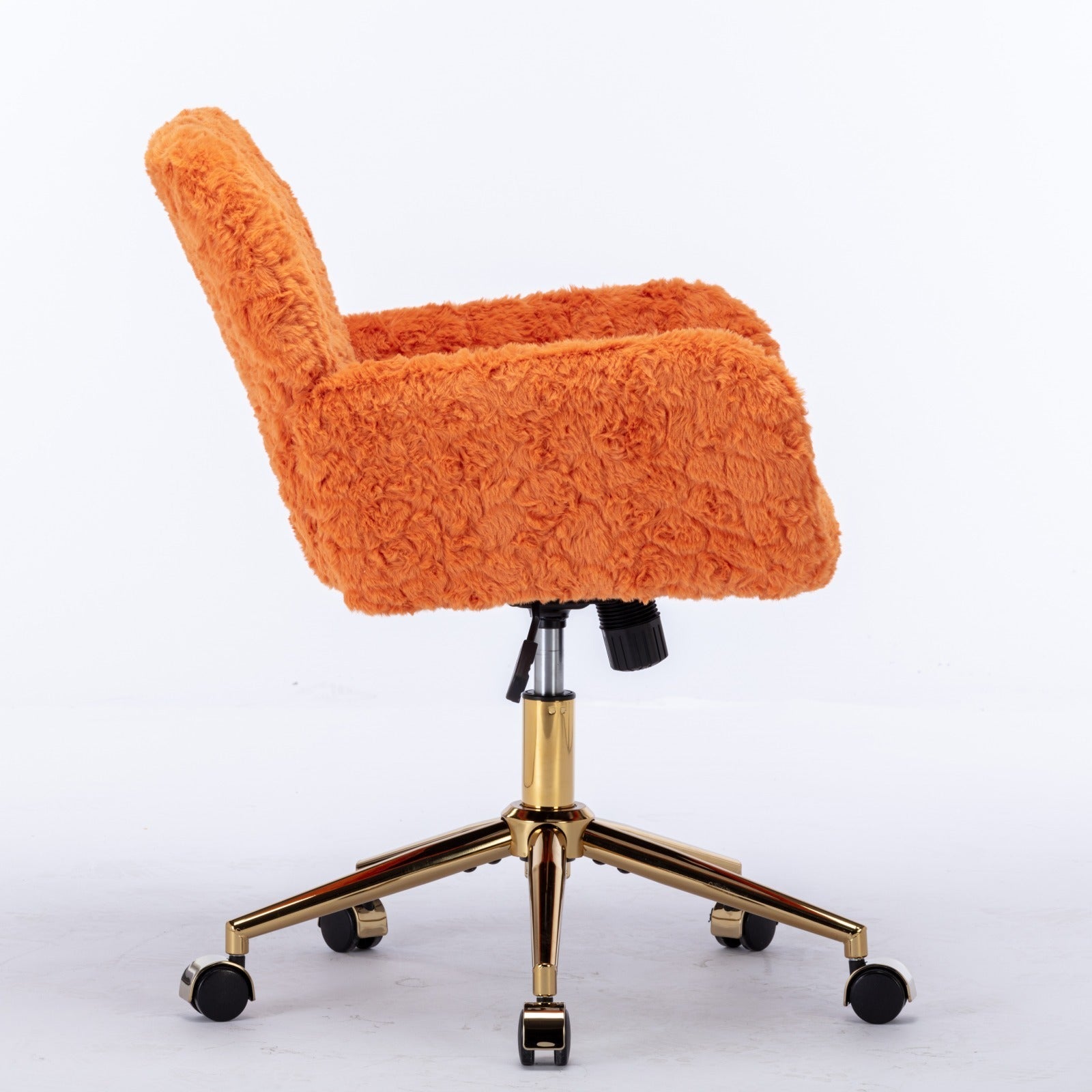 Plush Home Office Chair with Gold Base - Orange-American Furniture Outlet