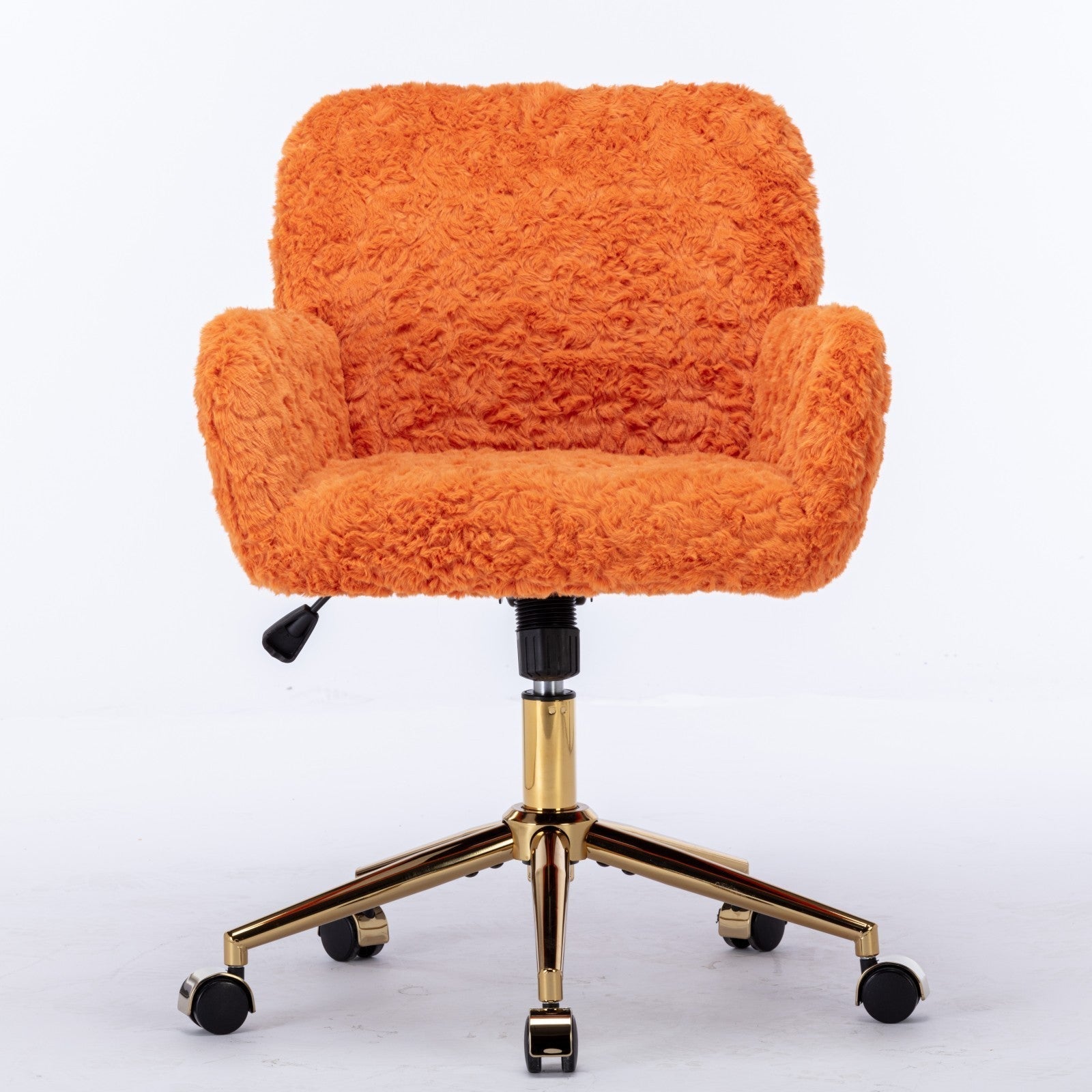 Plush Home Office Chair with Gold Base - Orange-American Furniture Outlet