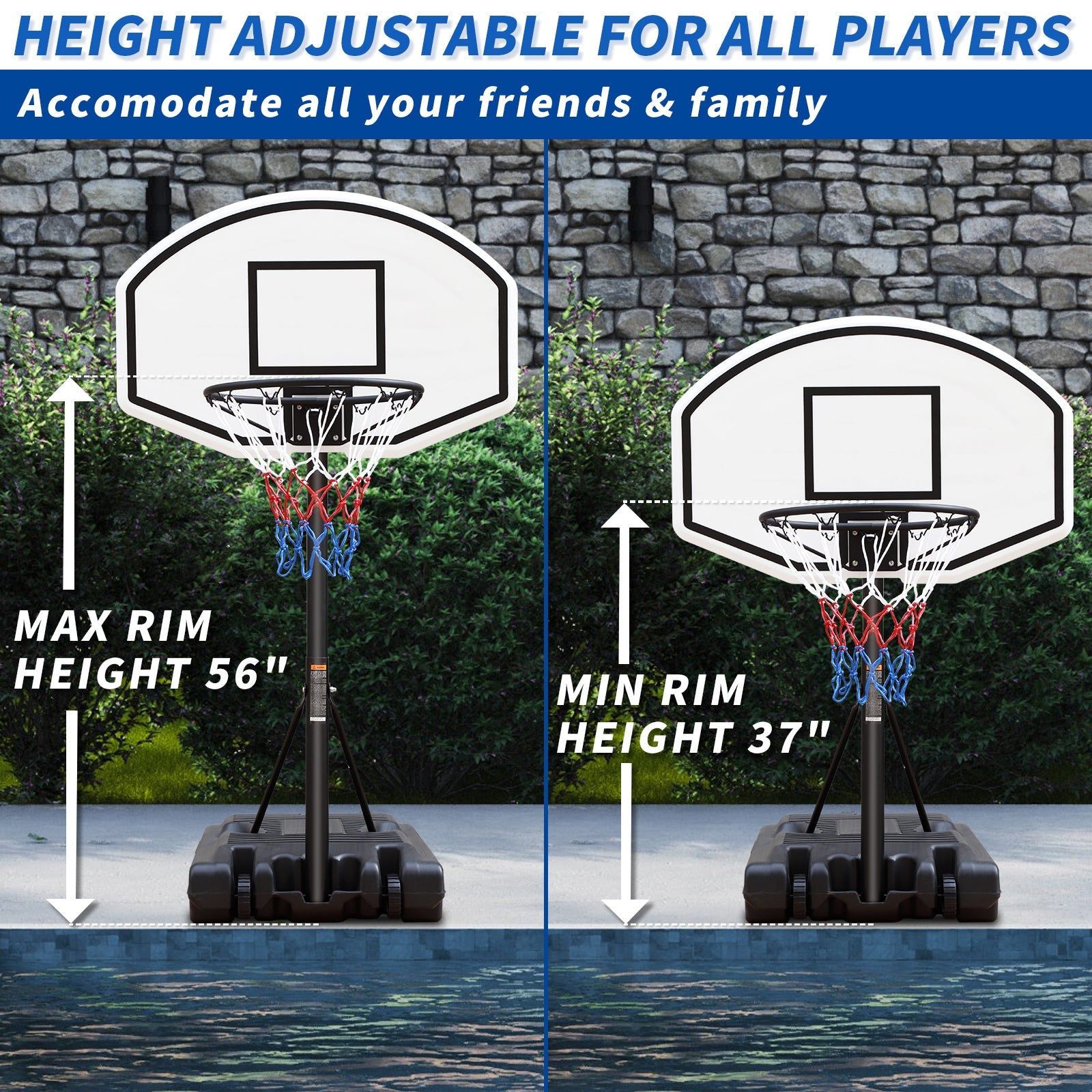 Poolside Basketball Hoop - Adjustable Height-American Furniture Outlet