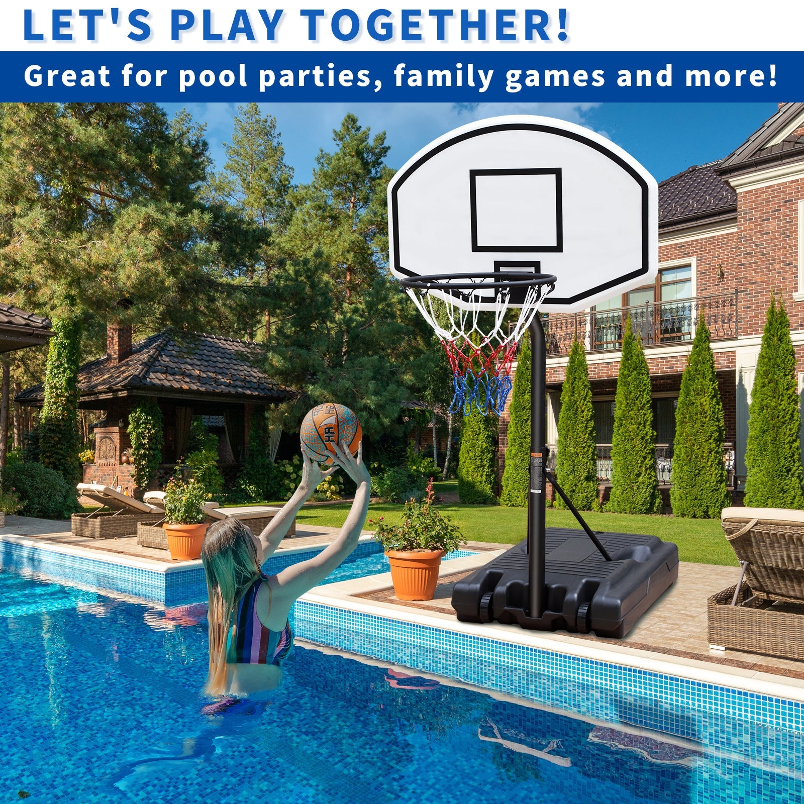 Poolside Basketball Hoop - Adjustable Height-American Furniture Outlet