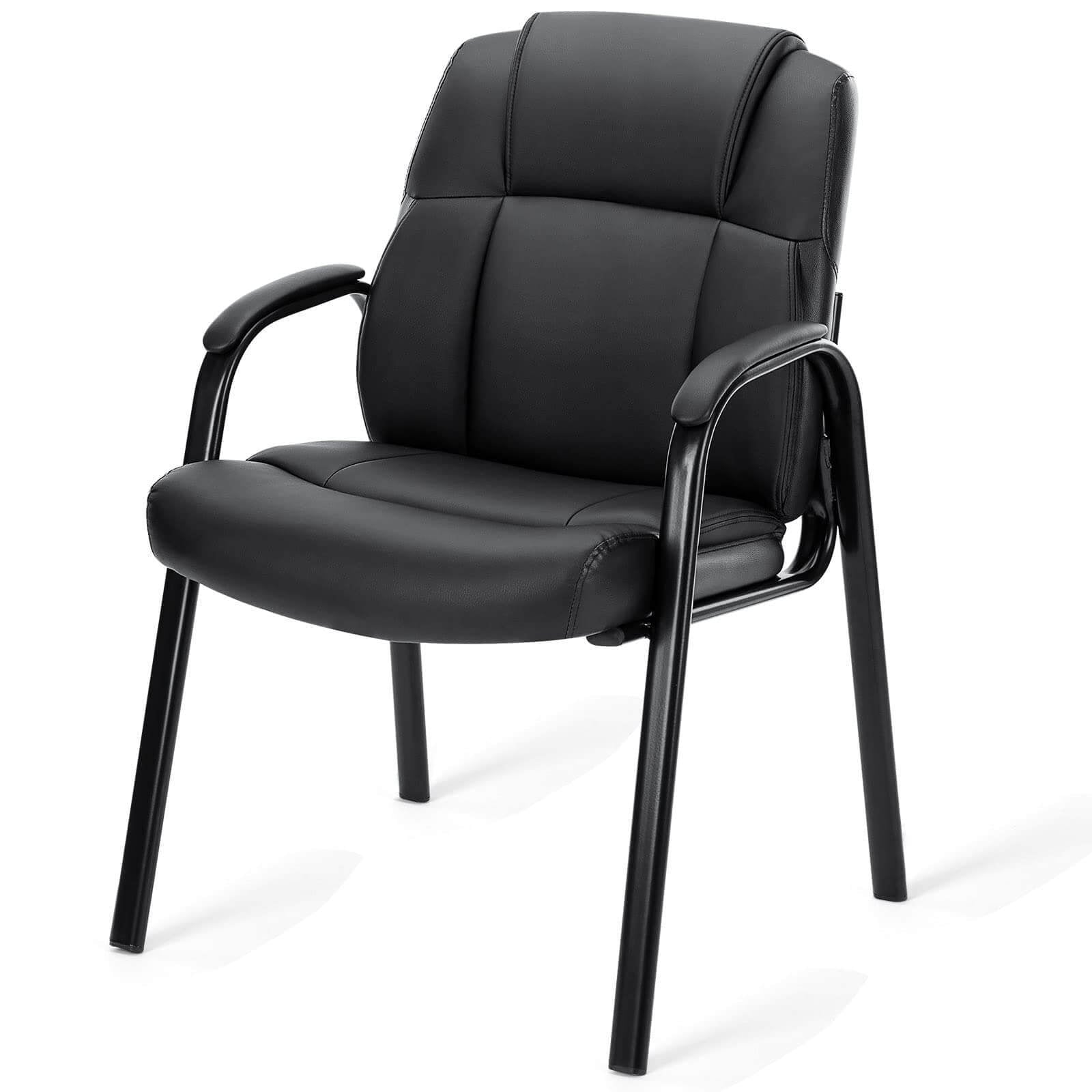 Premium Leather Conference Chair with Padded Arms-American Furniture Outlet