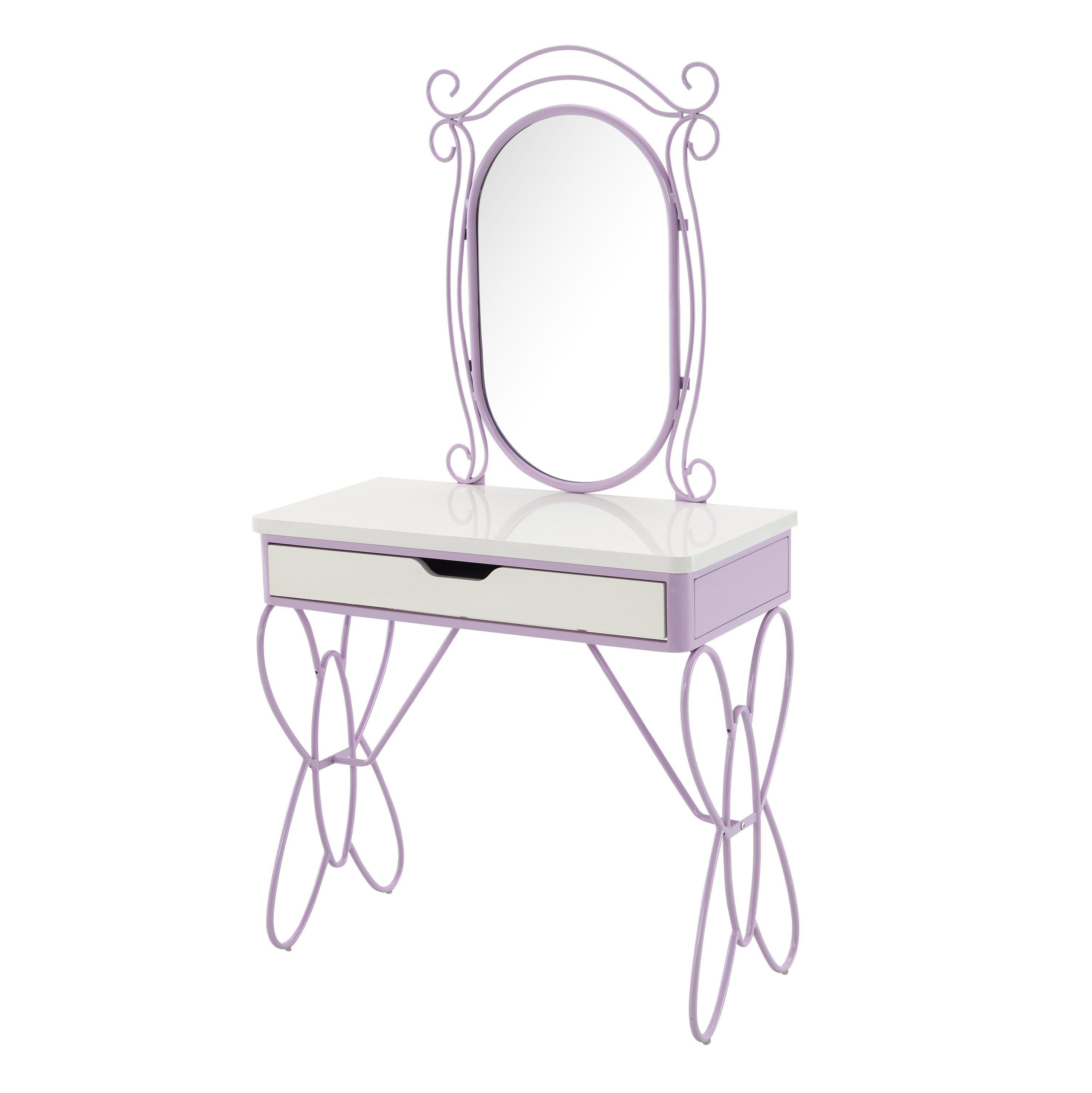 Priya II Vanity Set - White & Light Synthetic Leather-American Furniture Outlet