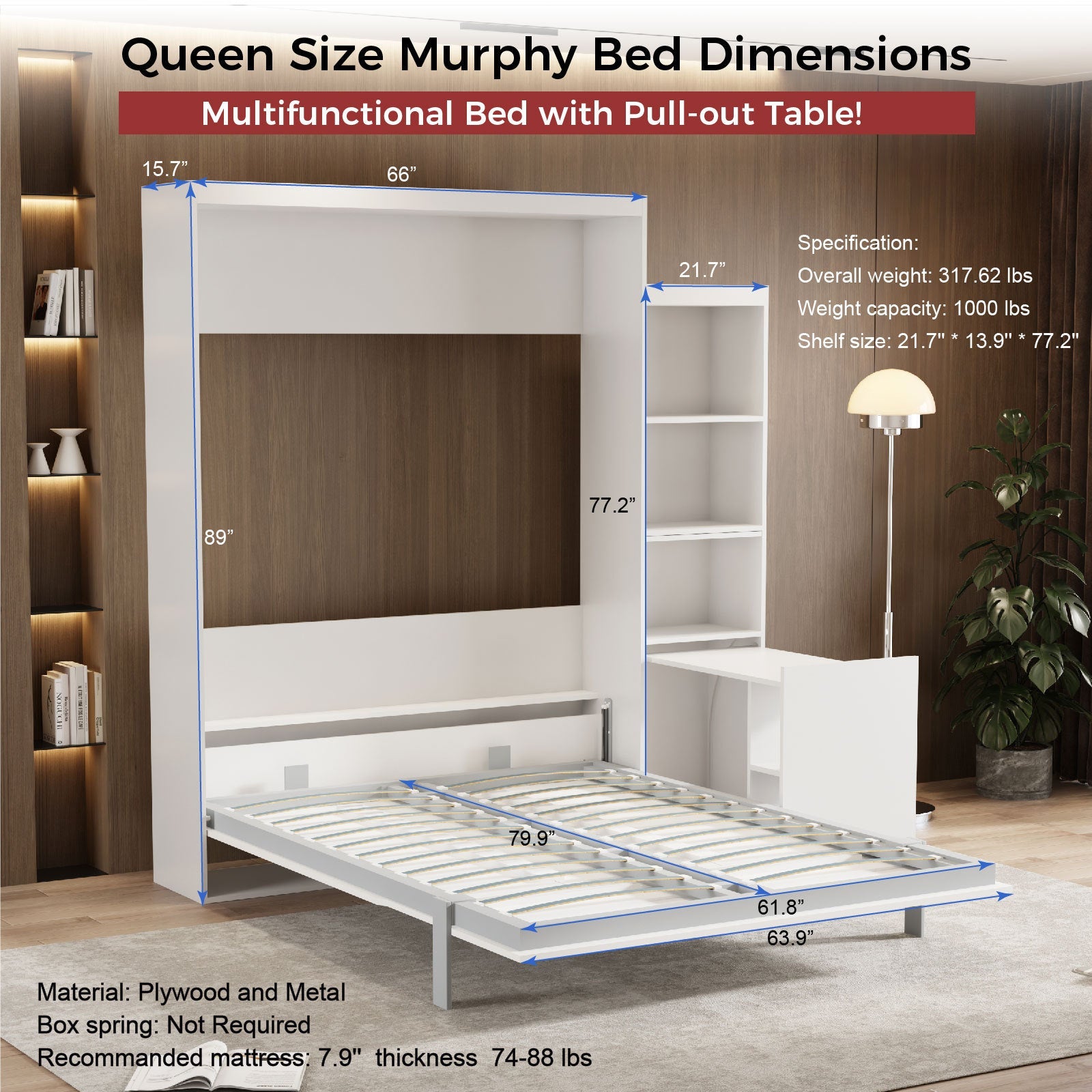 Queen Size Vertical Murphy Bed | Space-Saving Wall Bed-American Furniture Outlet