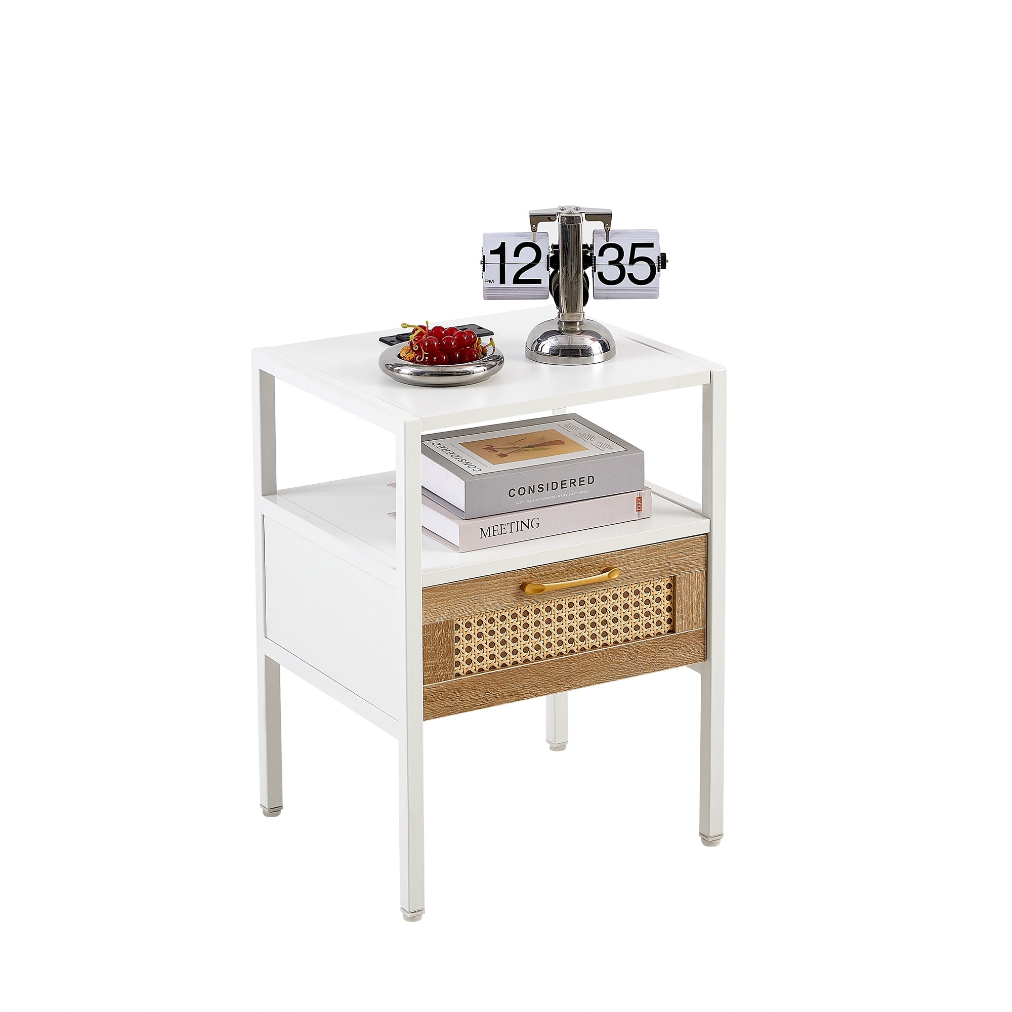 Rattan End Table w/ Power Outlet & USB - 15.75"-American Furniture Outlet