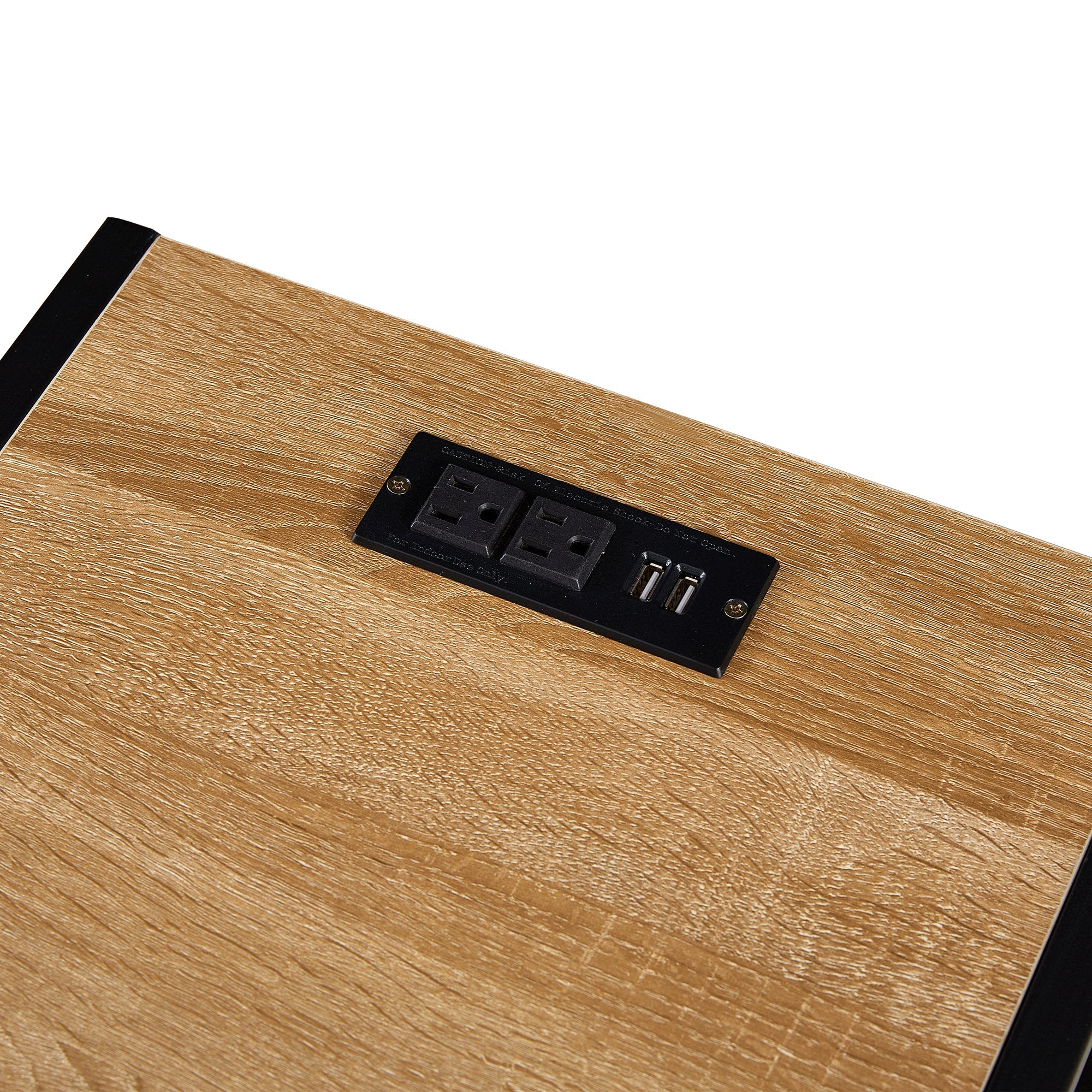 Rattan End Table w/ Power Outlet & USB - 15.75"-American Furniture Outlet