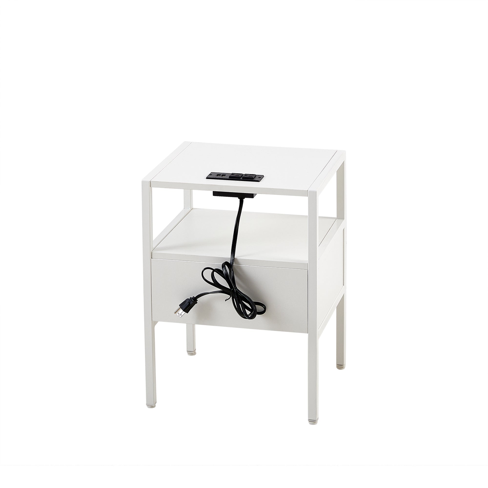Rattan End Table w/ Power Outlet & USB - 15.75"-American Furniture Outlet