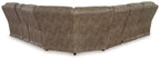 Fossil brown power reclining sectional with track arms and tufted back cushions