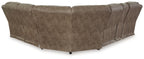 Fossil brown corner power reclining sectional with tufted seat and back cushions