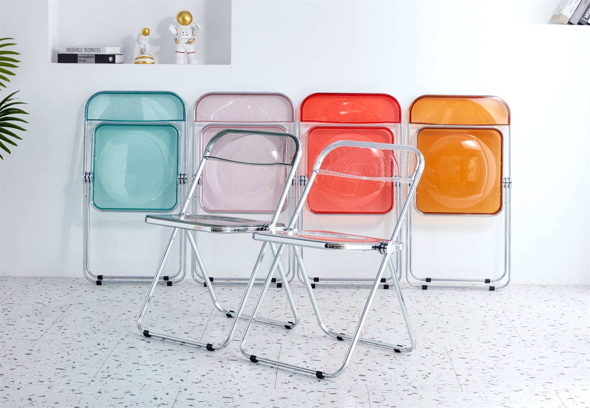 Red Clear Folding Chair - Space-Saving Seating-American Furniture Outlet