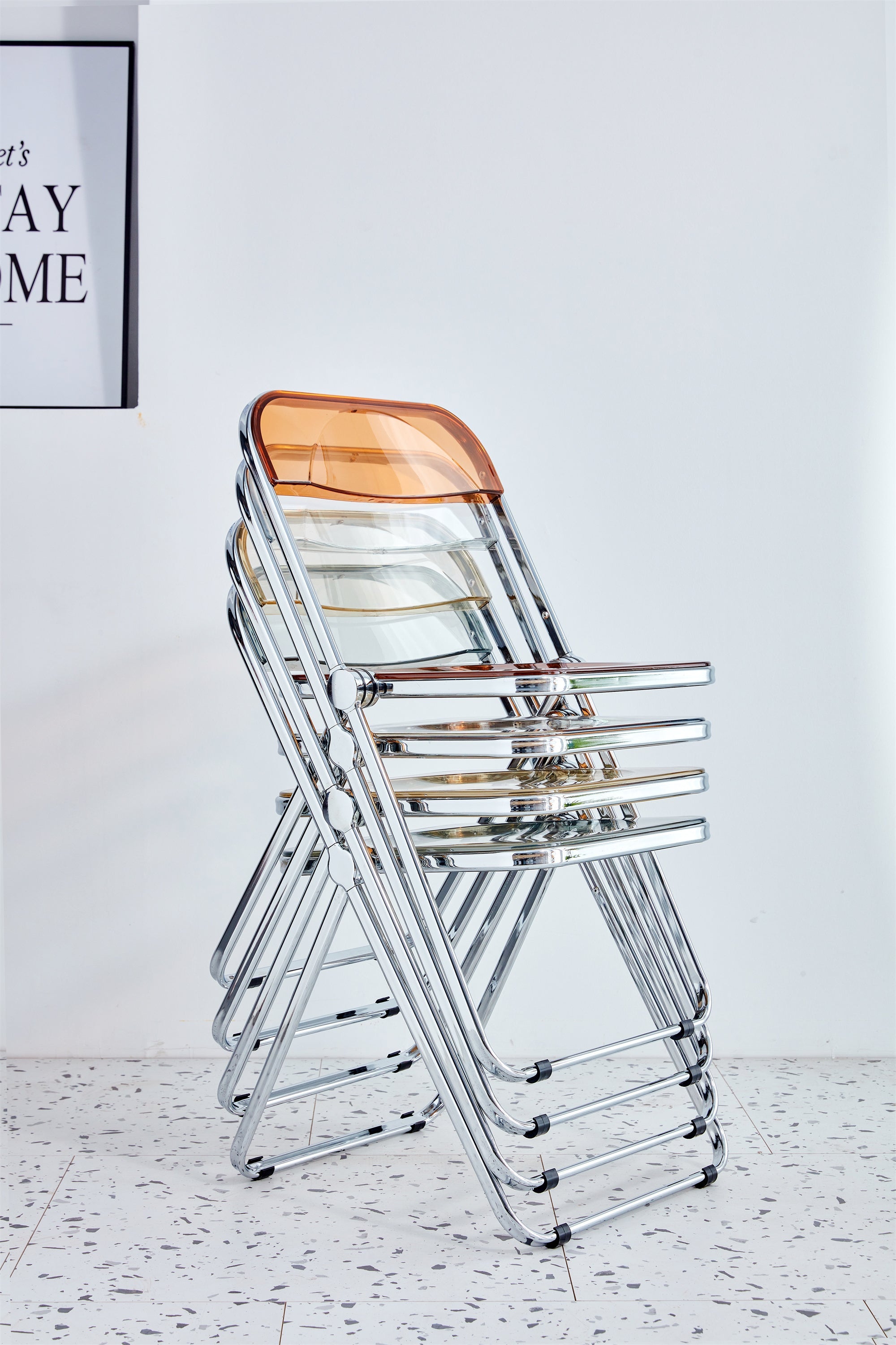 Red Clear Folding Chair - Space-Saving Seating-American Furniture Outlet