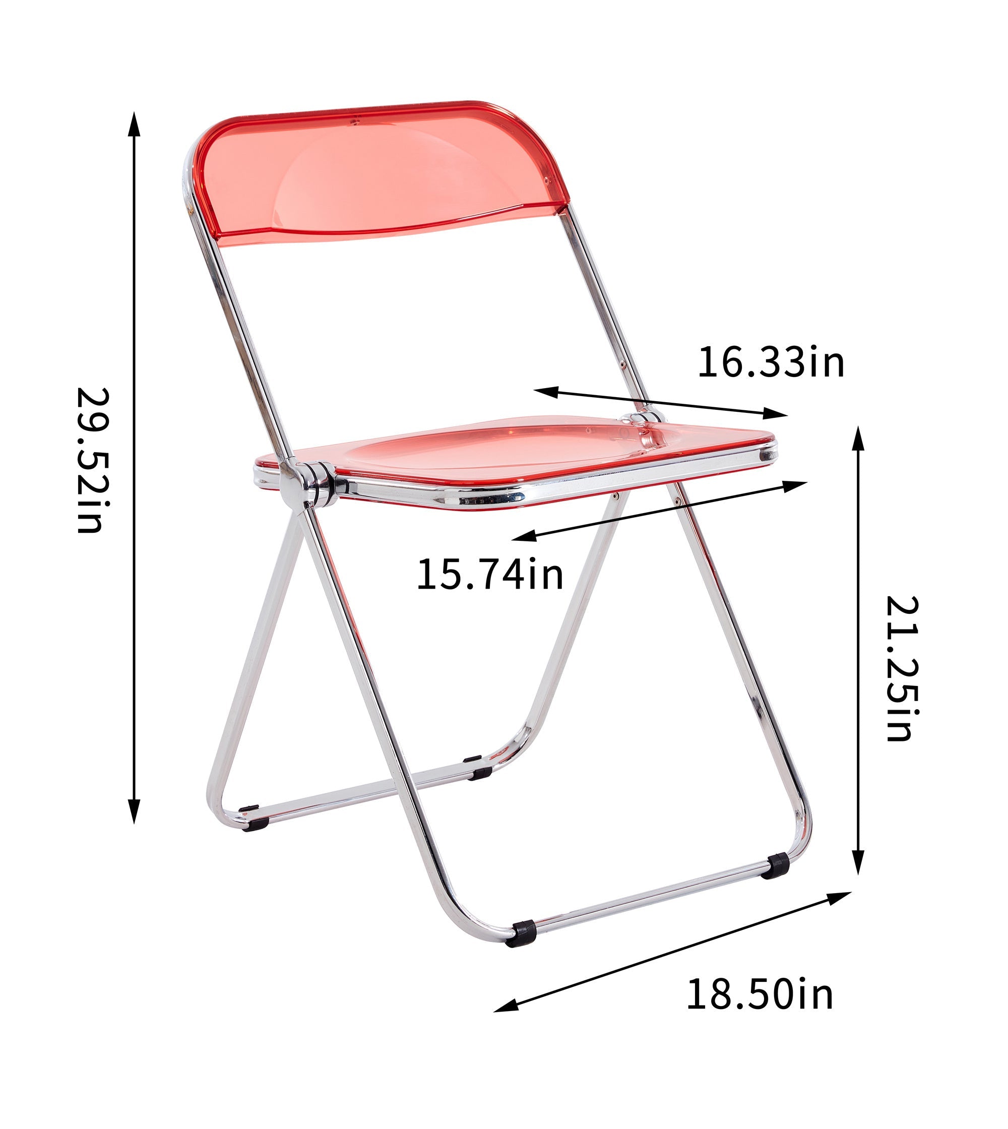 Red Clear Folding Chair - Space-Saving Seating-American Furniture Outlet