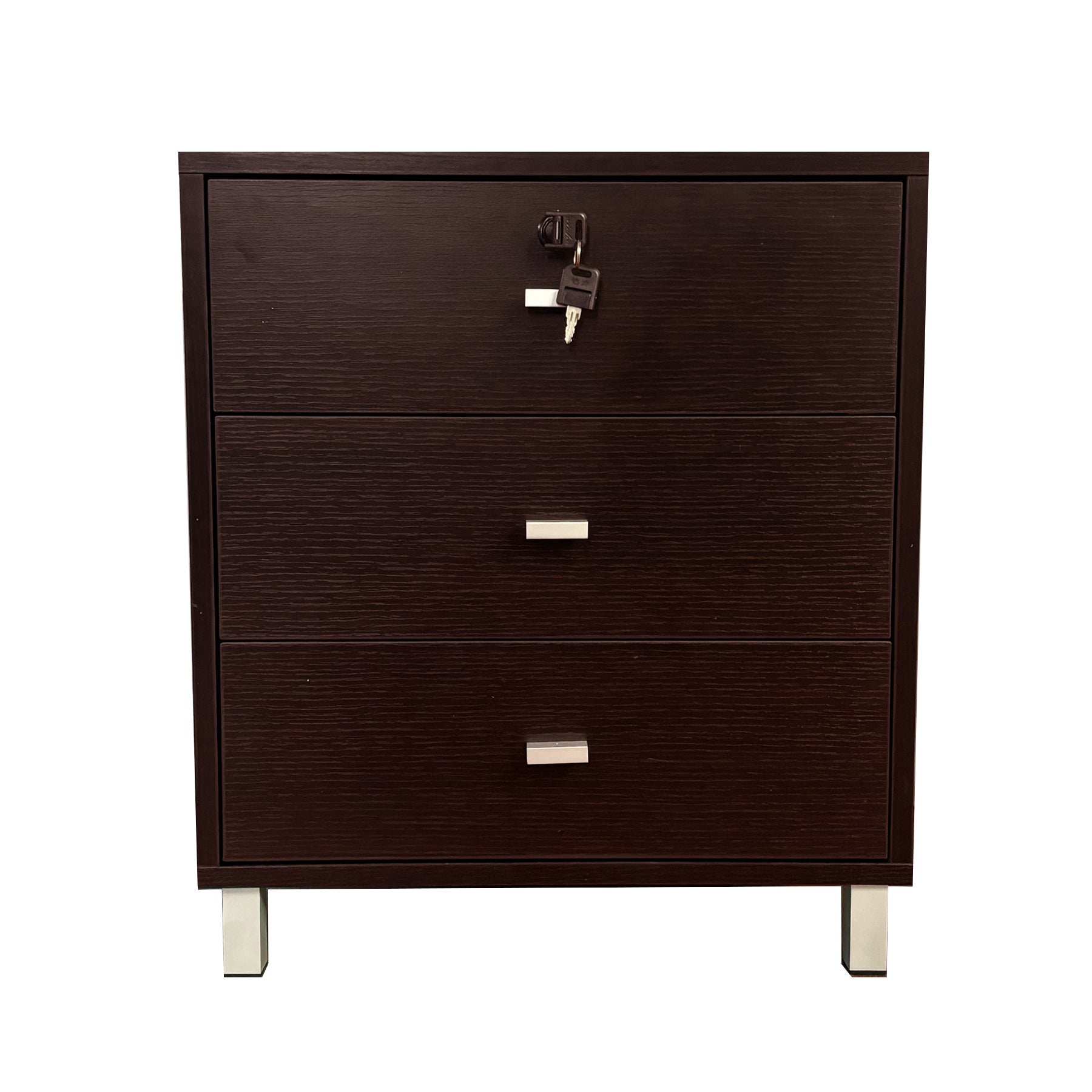 Red Cocoa 3-Drawer Nightstand with Lock & Metal Glides-American Furniture Outlet