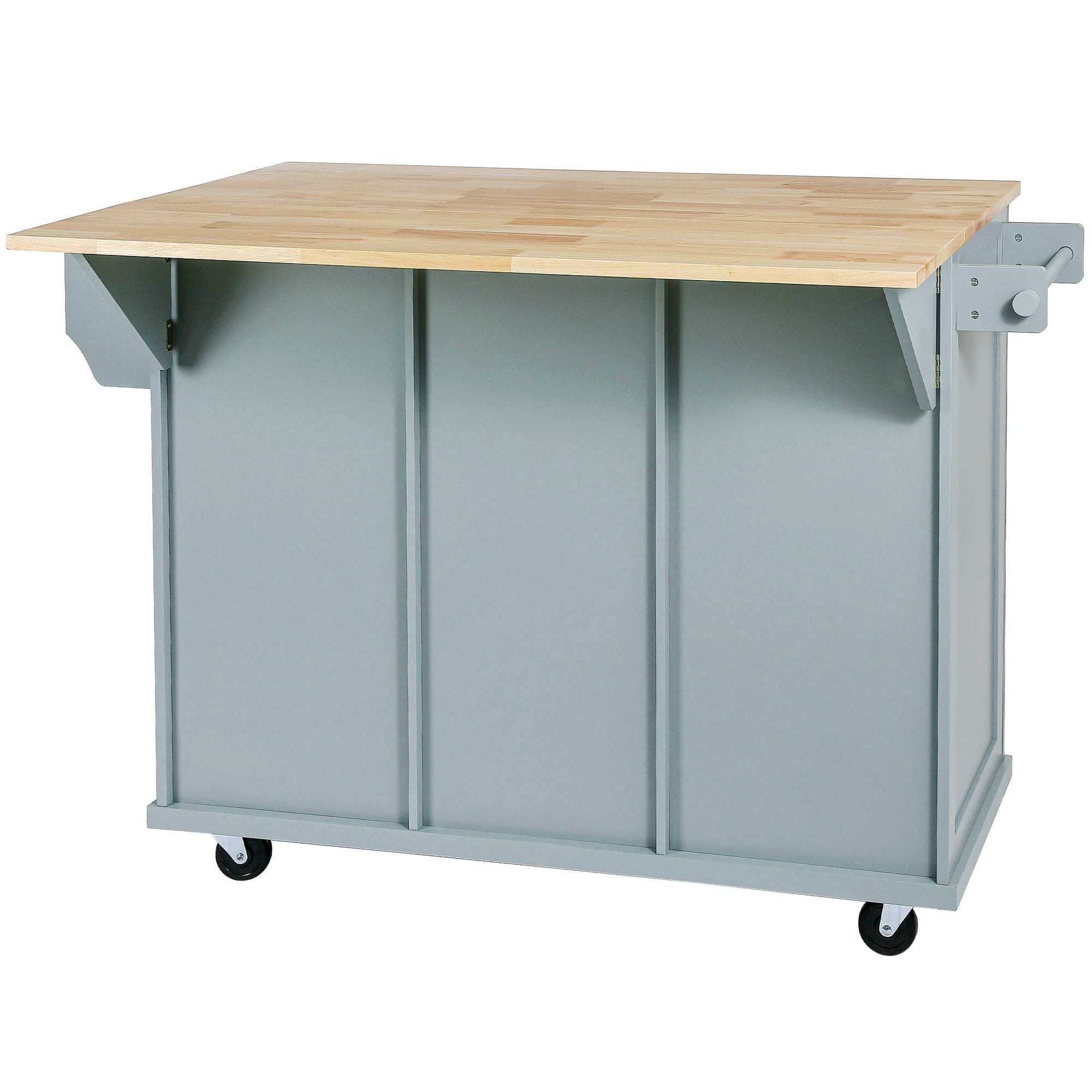 Rolling Kitchen Cart Island w/ Drop Leaf & Storage - Grey Blue-American Furniture Outlet