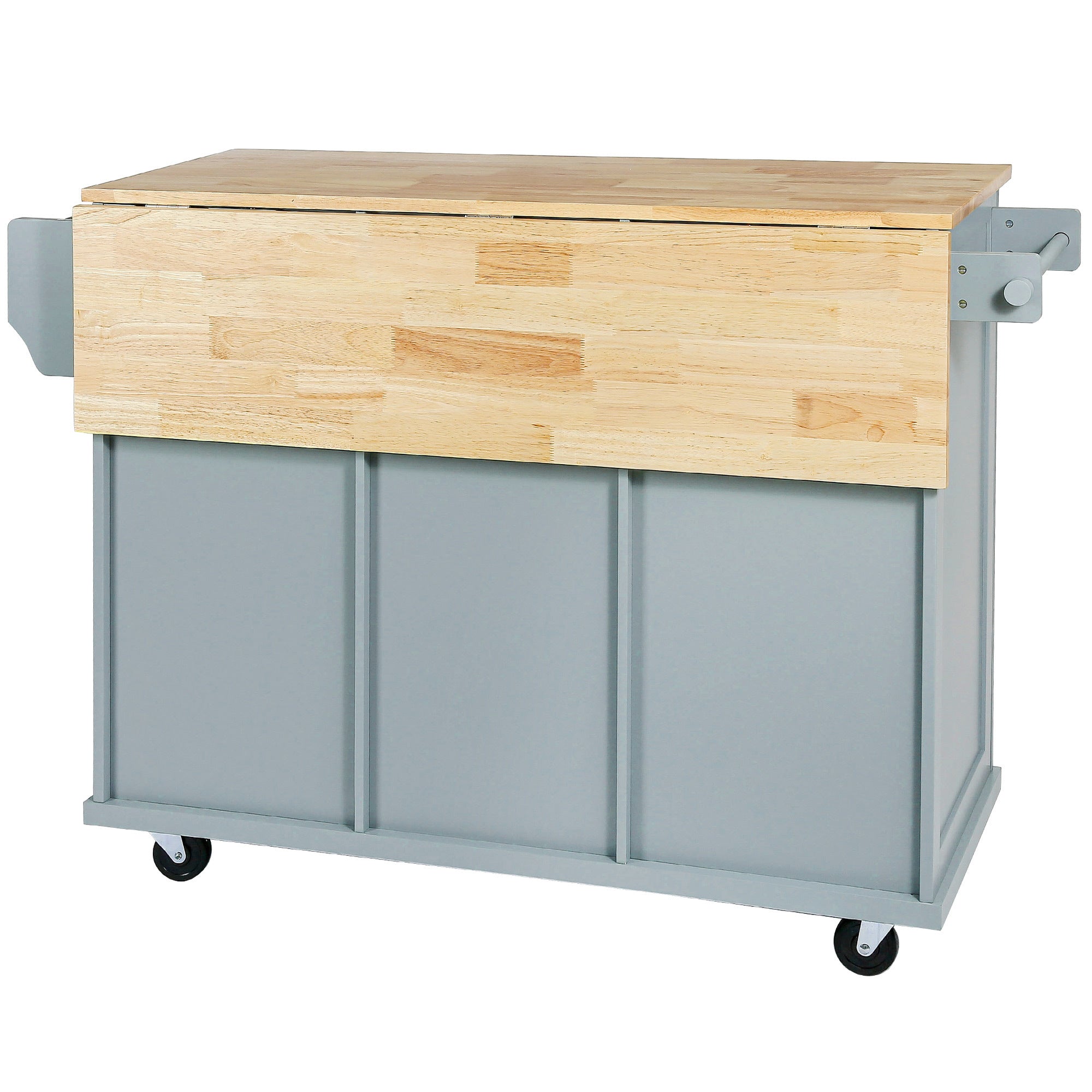 Rolling Kitchen Cart Island w/ Drop Leaf & Storage - Grey Blue-American Furniture Outlet