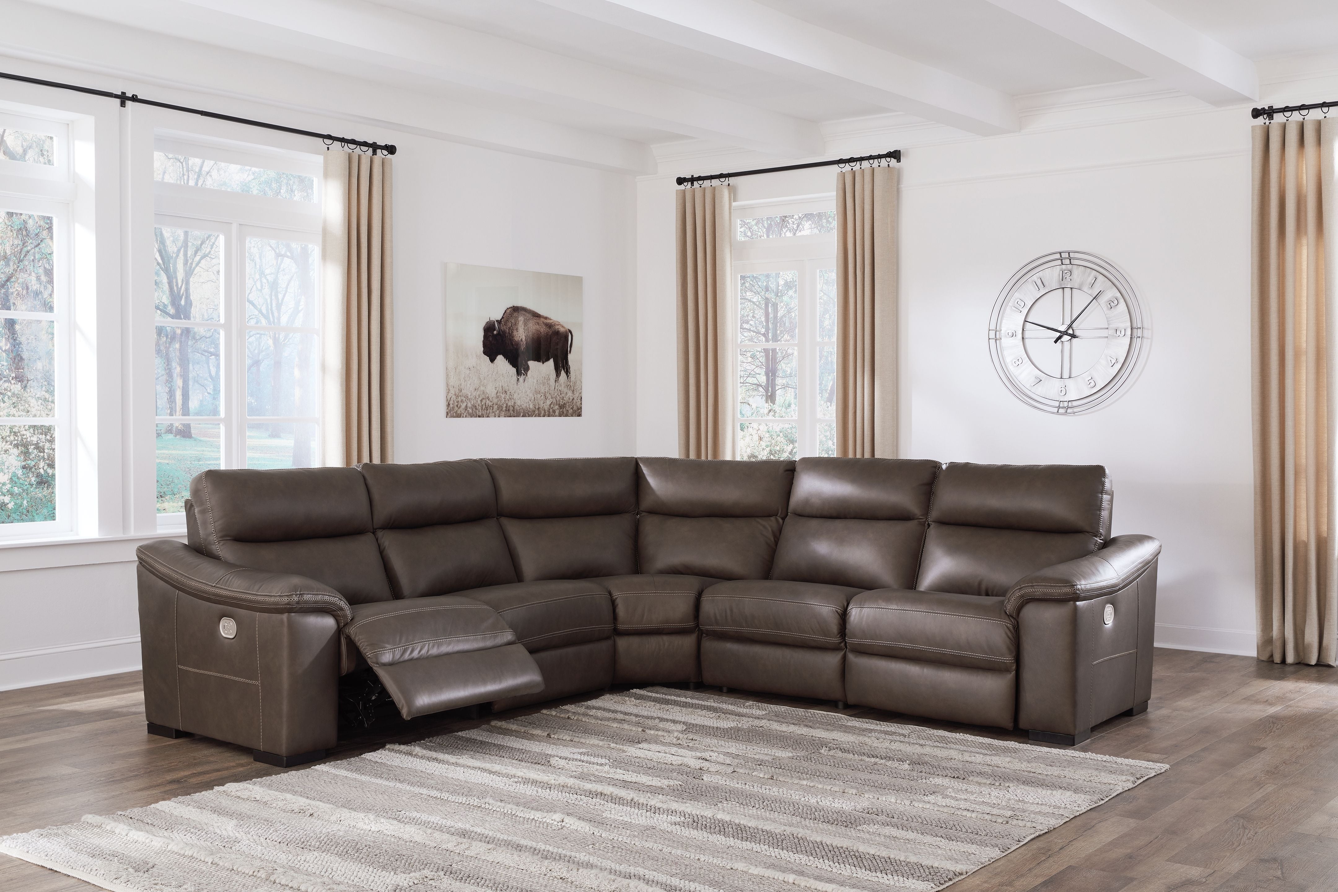 Salvatore Brown Power Reclining Sectional-Signature Design by Ashley®-American Furniture Outlet