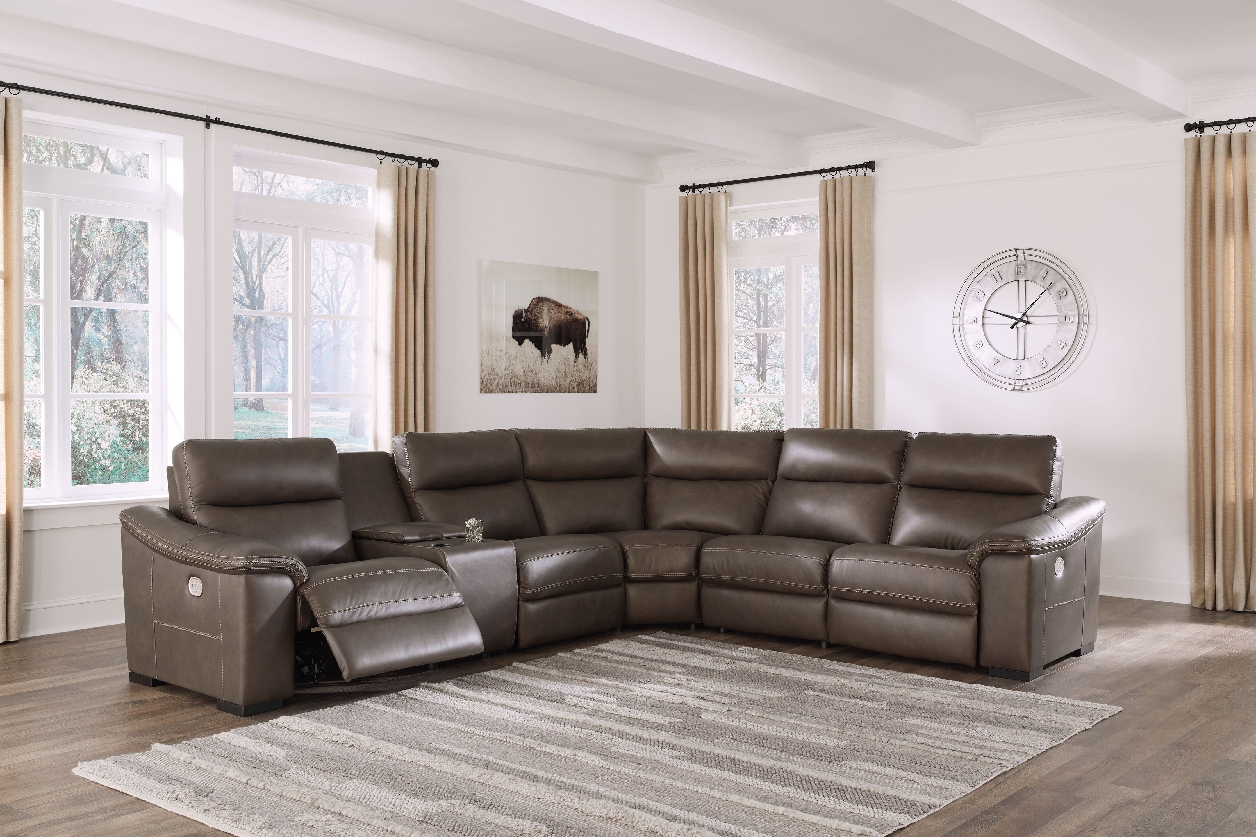 Salvatore Brown Power Reclining Sectional-Signature Design by Ashley®-American Furniture Outlet