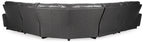 Dark gray sectional sofa base with reclining seats and curved arms