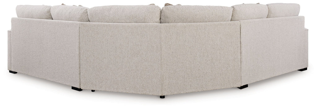 Sand beige sectional sofa corner section with square arms and black feet, padded cushions