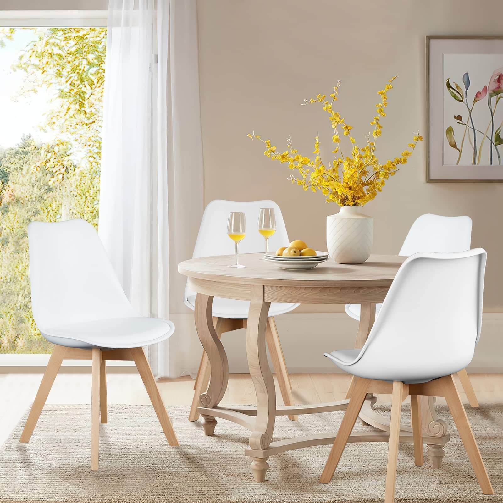 Sleek PU Leather Dining Chairs, Set of 4 - White-American Furniture Outlet