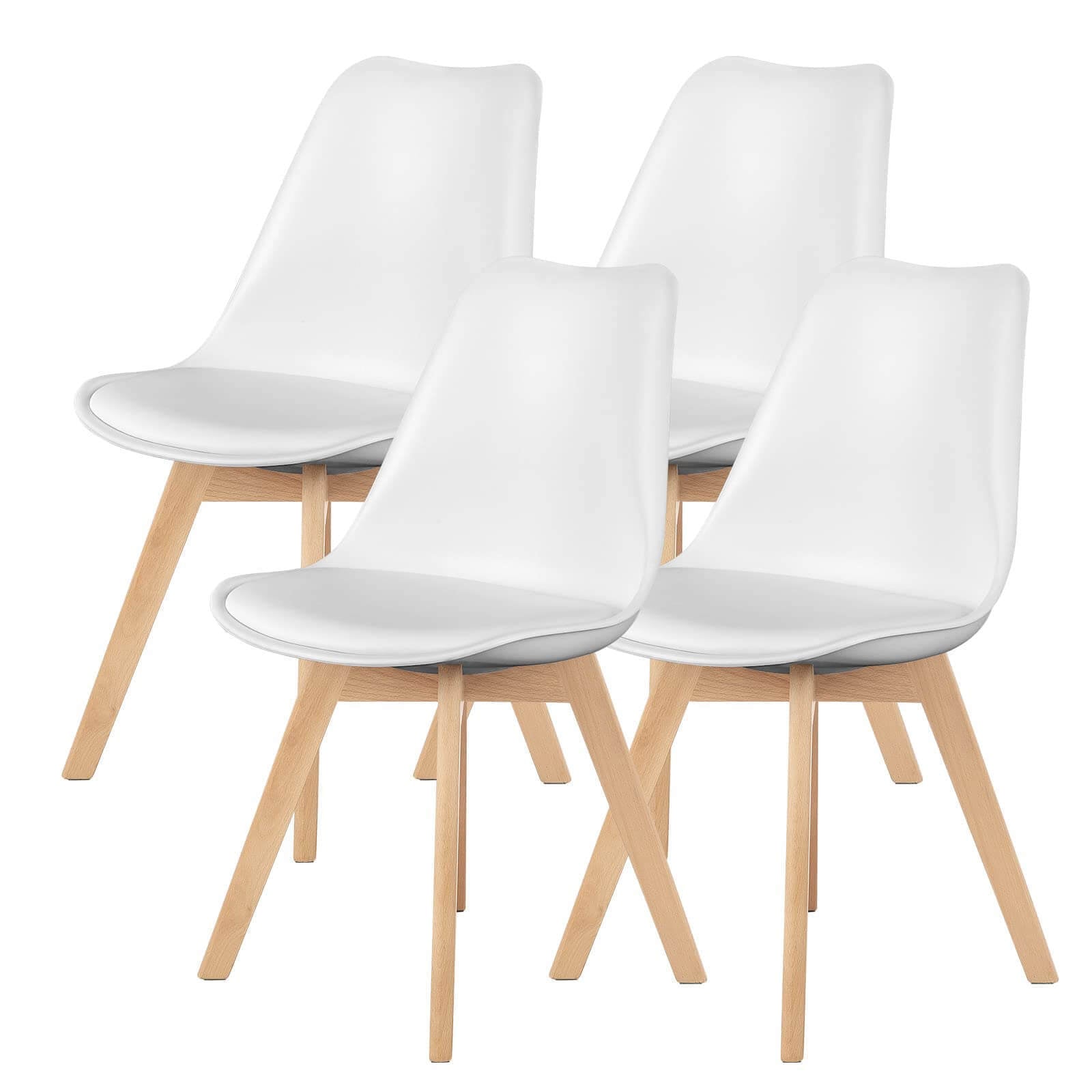 Sleek PU Leather Dining Chairs, Set of 4 - White-American Furniture Outlet