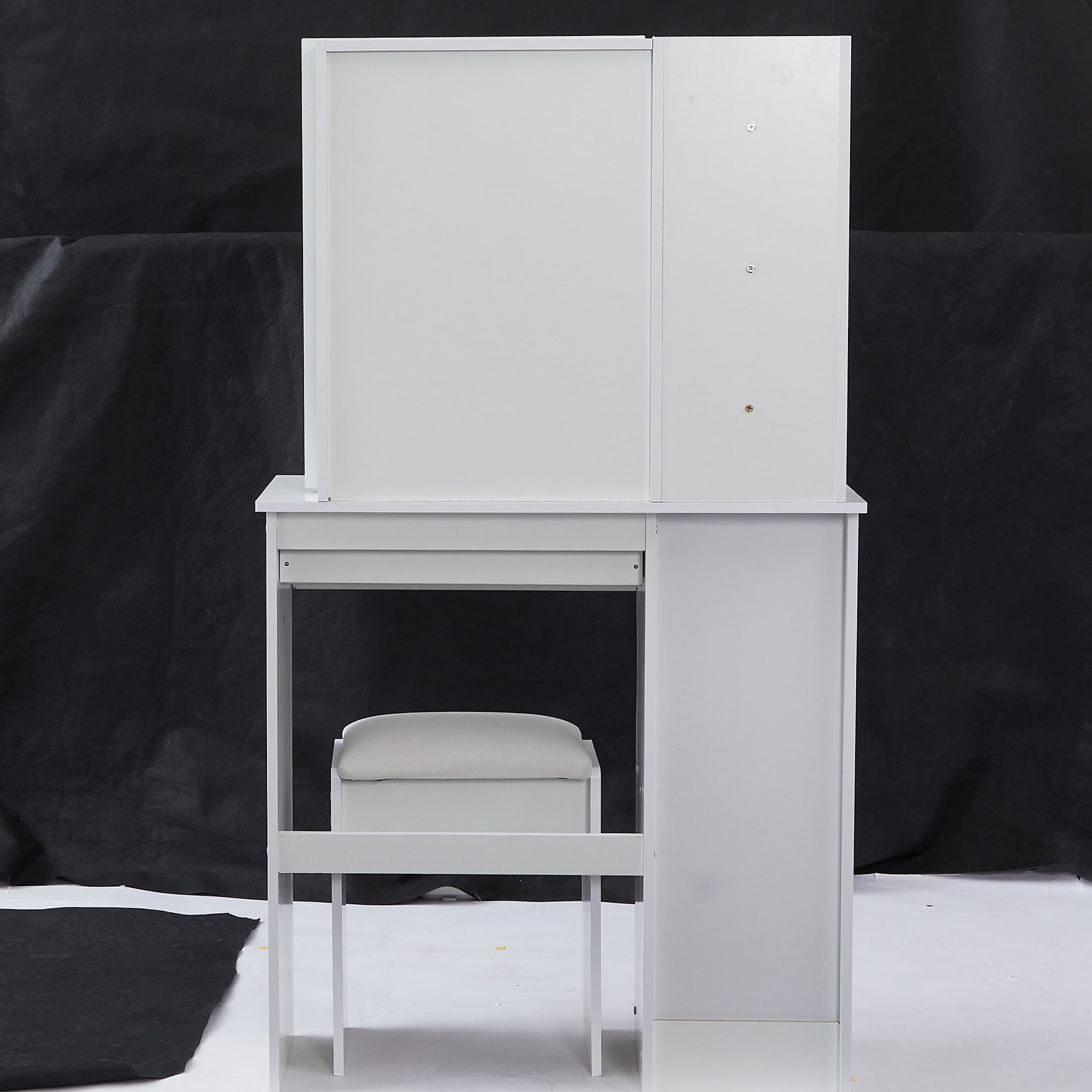 Small Space Vanity Set | LED Mirror, Stool, Drawer-American Furniture Outlet