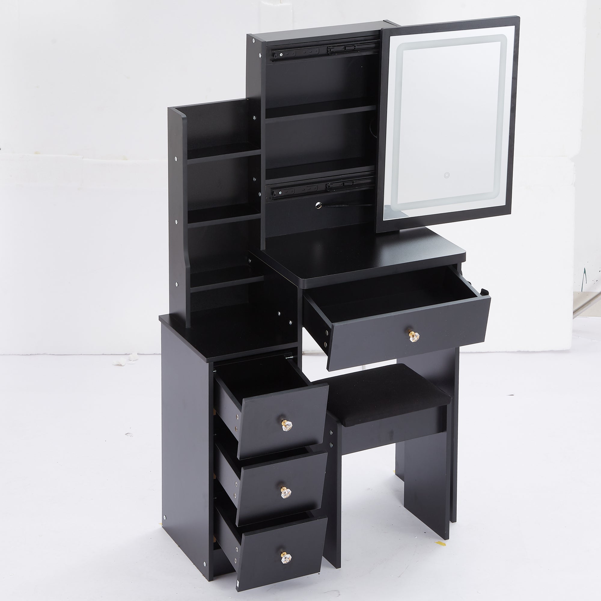 Small Vanity Table Set w/ LED Mirror & Power Station-American Furniture Outlet